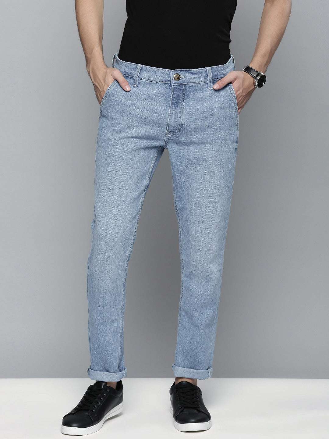 Men's Blue Slim Fit Solid Mid-Rise Stretchable Jeans