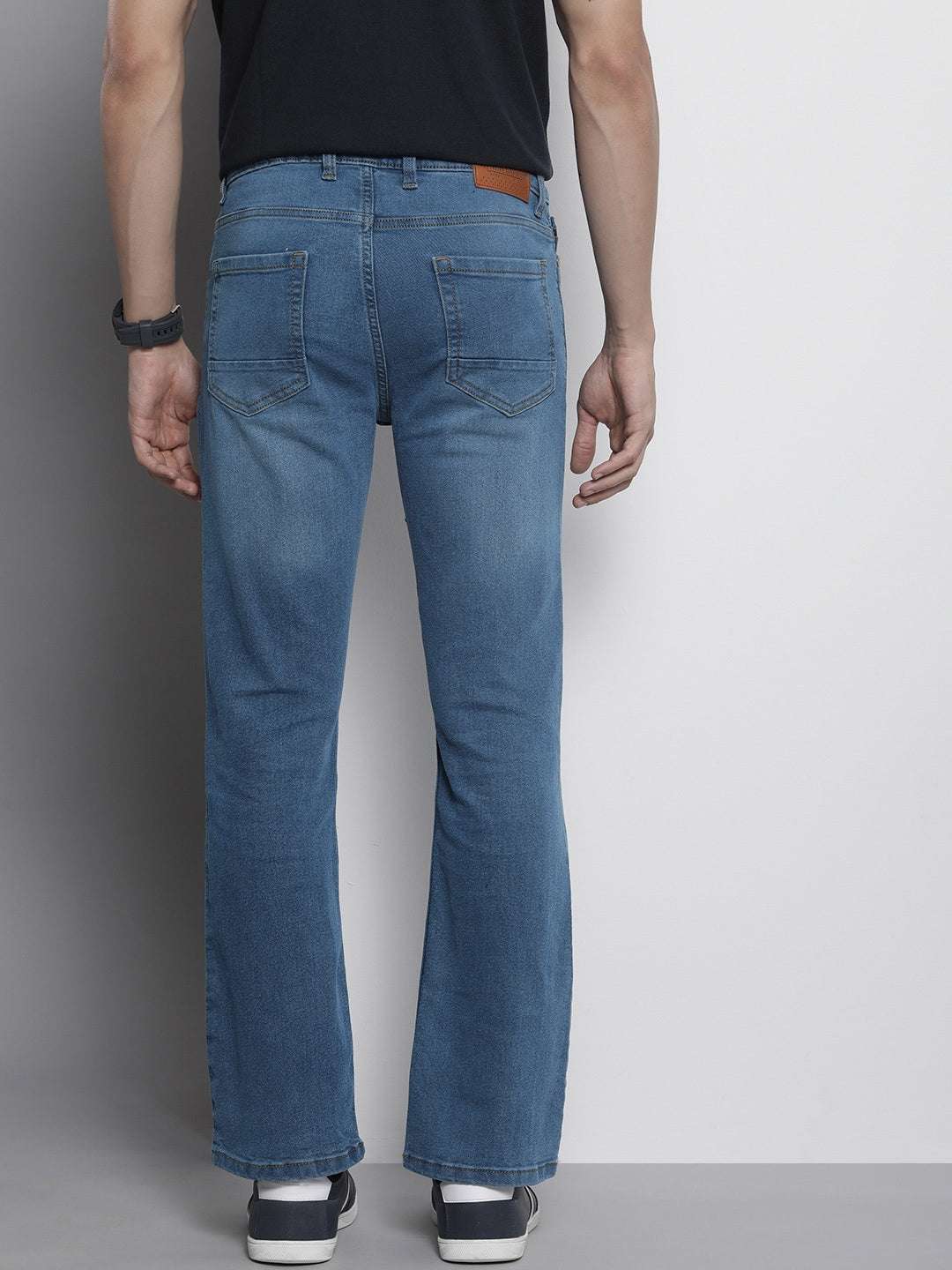 Men's Blue Bootcut Fit Solid Casual Jeans - Image 4
