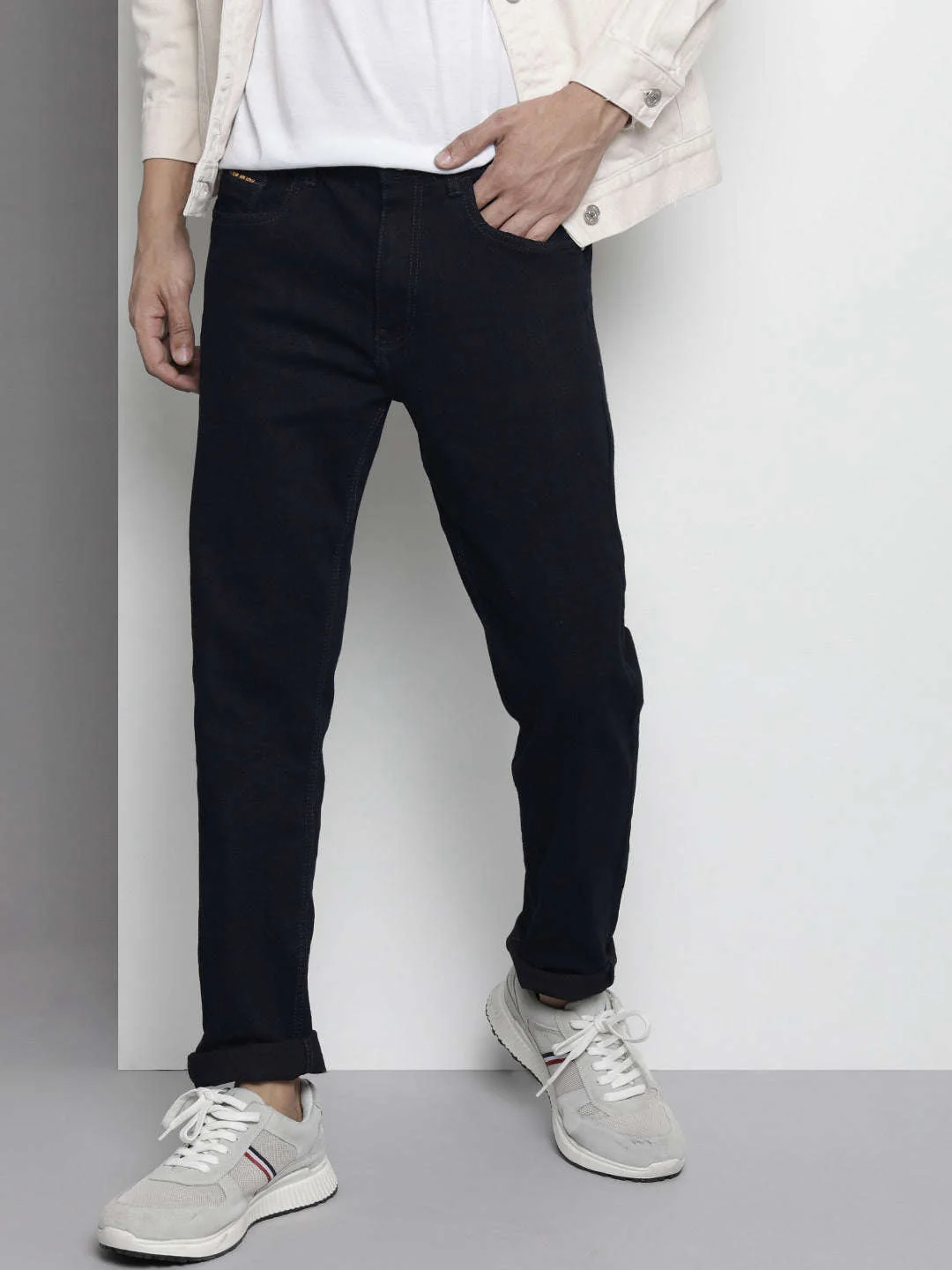 Men's Blue Skinny Fit Solid Mid-Rise Stretchable Jeans