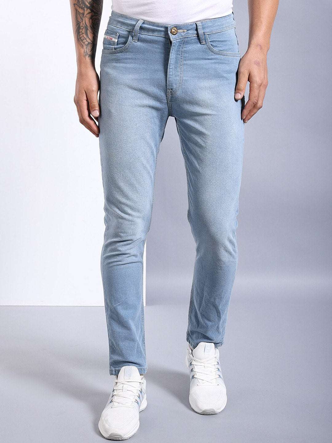 Men's Navy Slim Fit Solid Mid-Rise Stretchable Jeans
