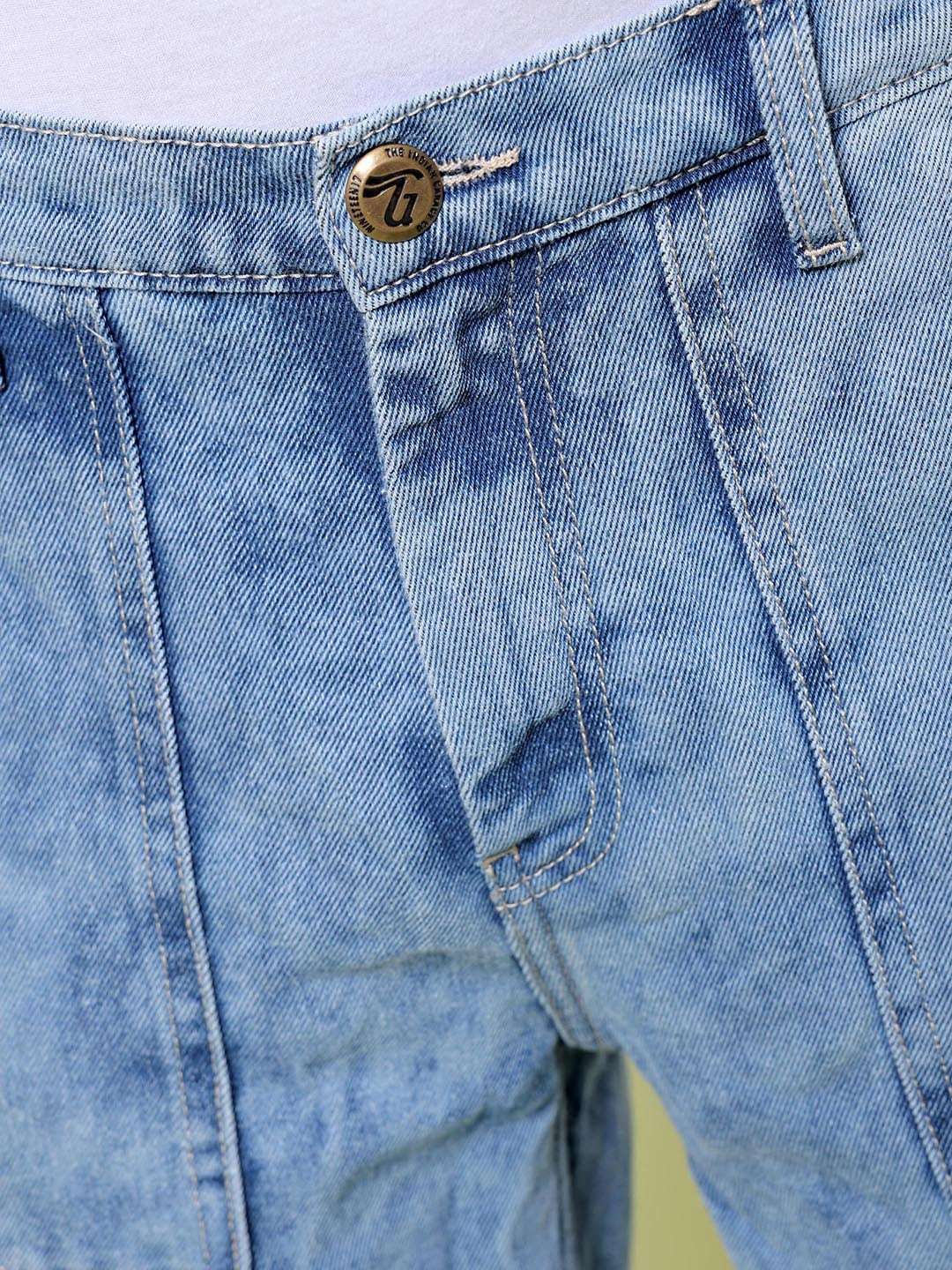 Men's Blue Baggy Solid Mid-Rise Stretchable Jeans - Image 11