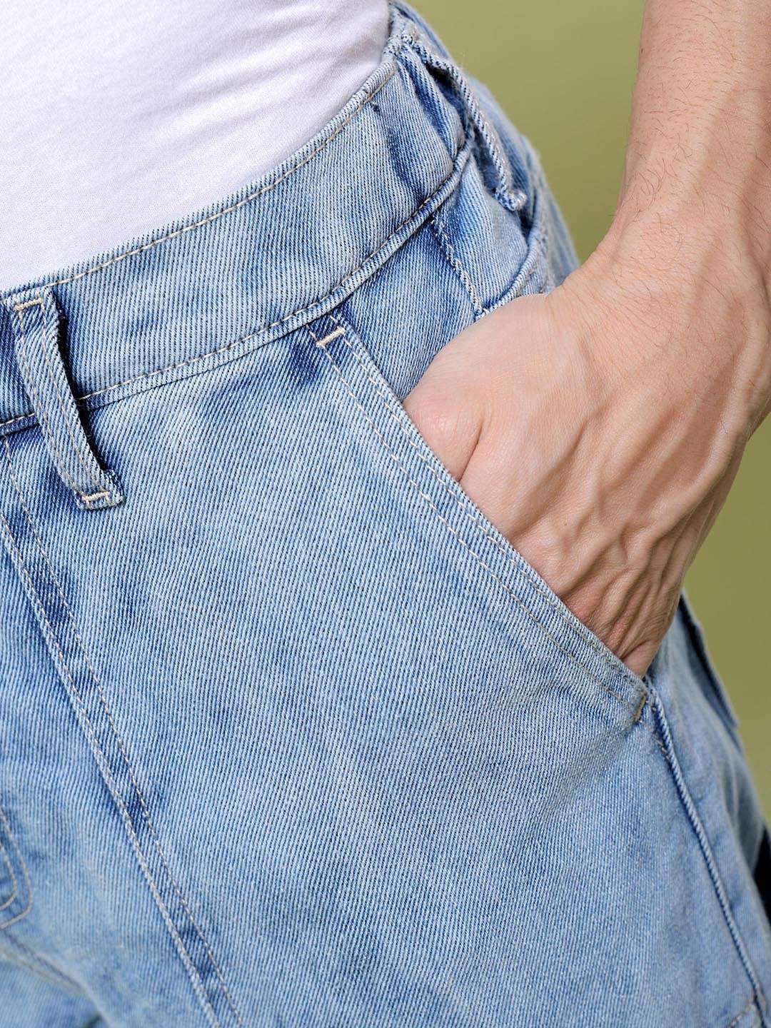Men's Blue Baggy Solid Mid-Rise Stretchable Jeans - Image 6