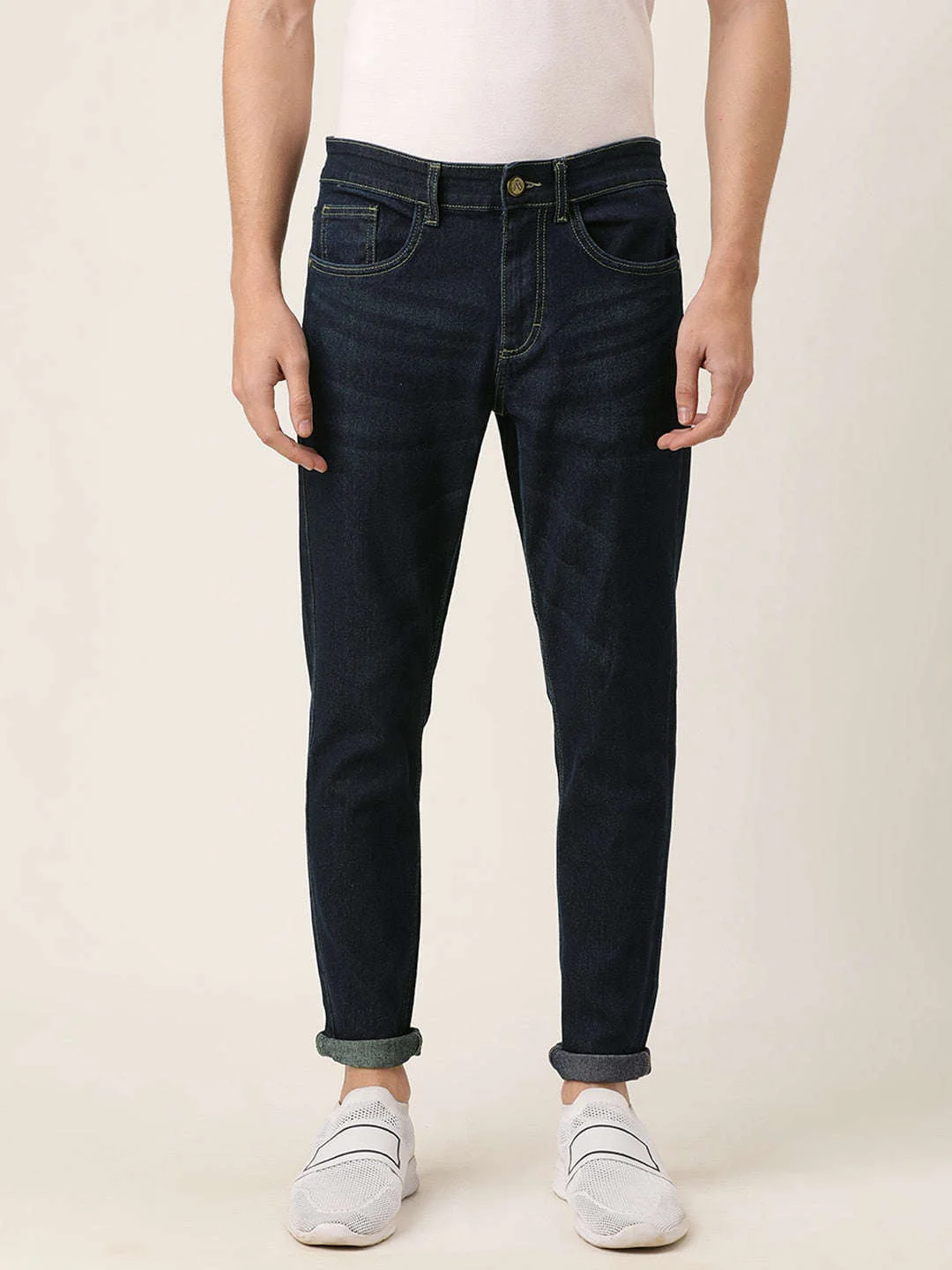 Men's Blue Denim Slim Fit Solid Casual Jeans