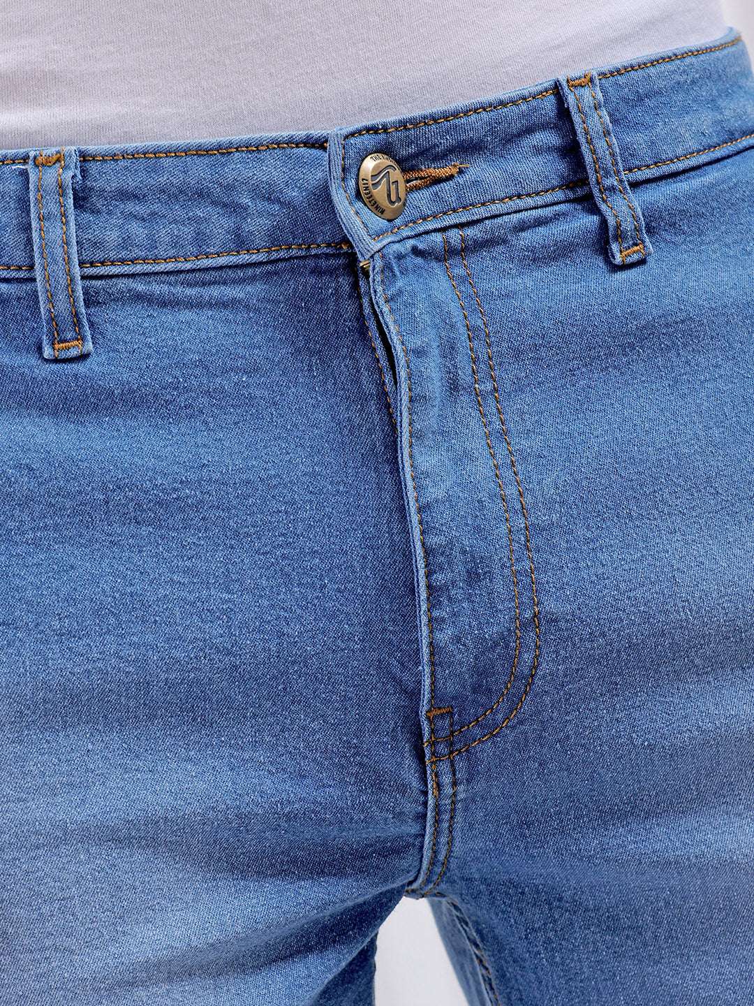 Men's Blue Slim Fit Solid Casual Jeans - Image 4