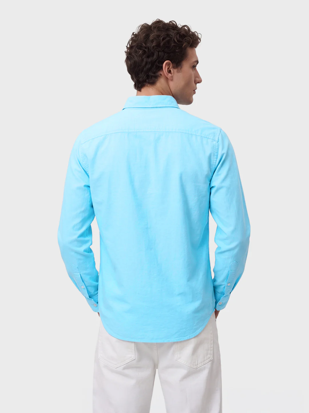 Men's Blue Slim Fit Solid Casual Shirt - Image 5