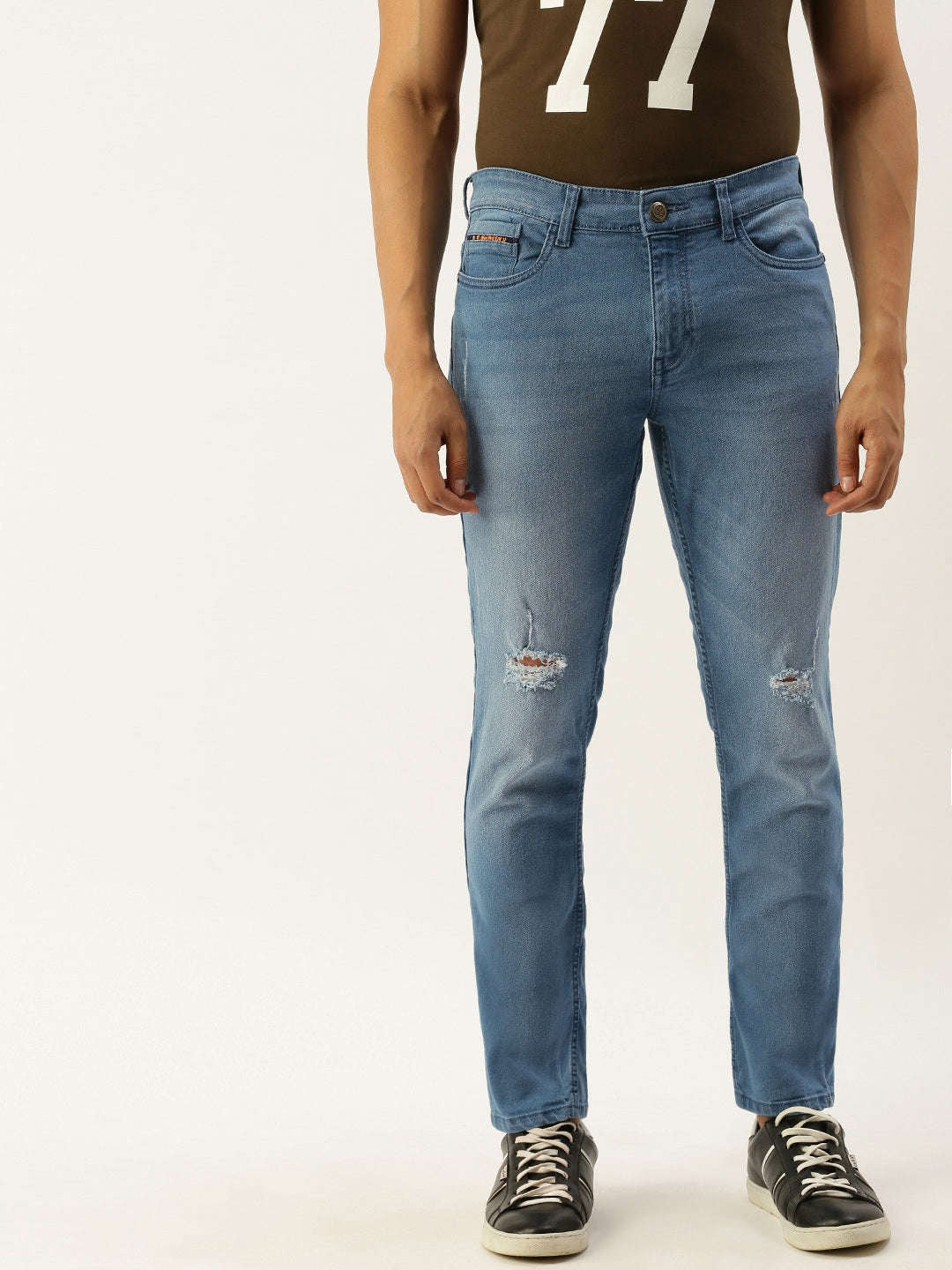 Men's Blue Slim Fit Solid Casual Jeans