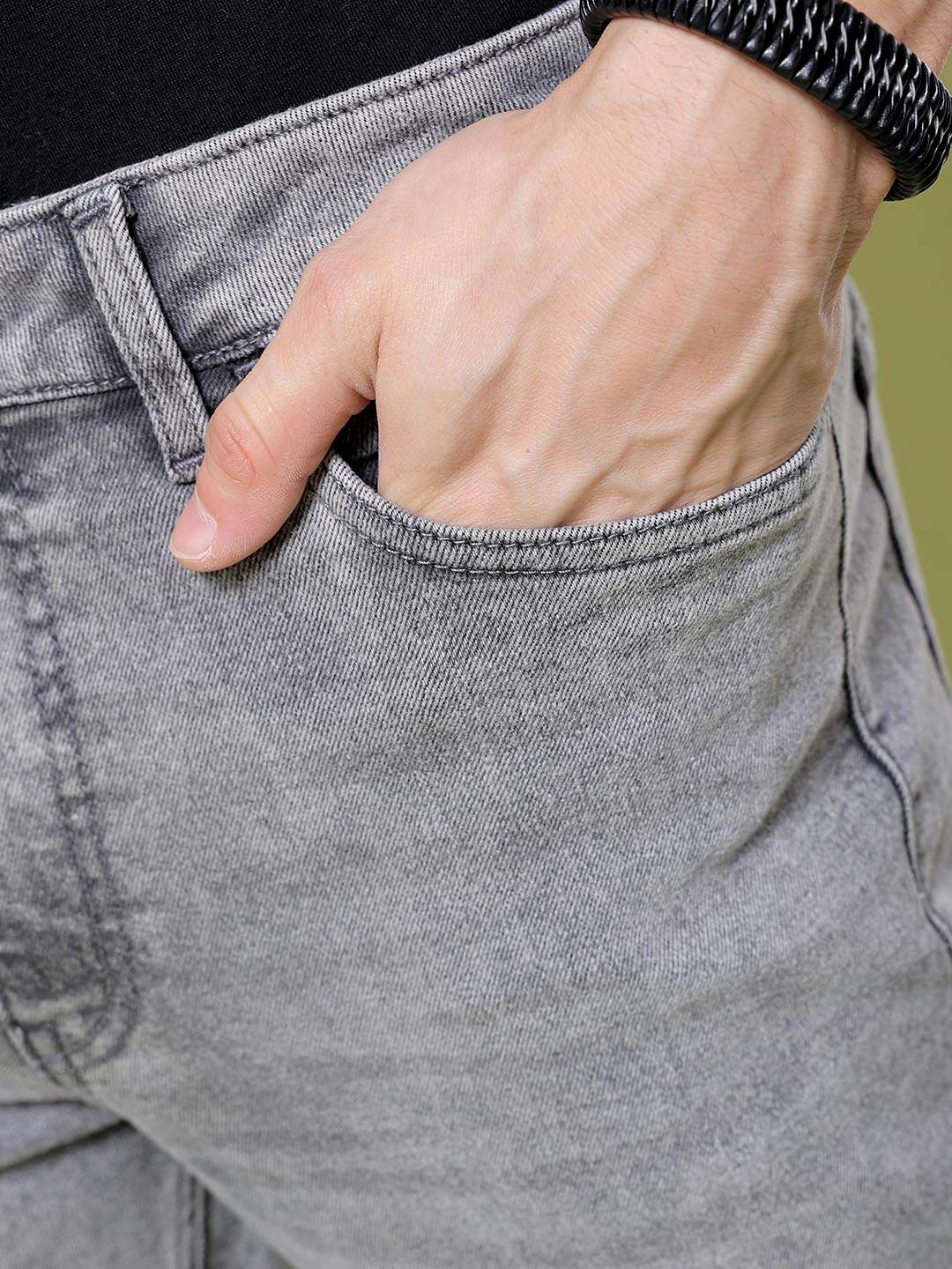 Men's Grey Bootcut Solid Mid-Rise Stretchable Jeans - Image 6