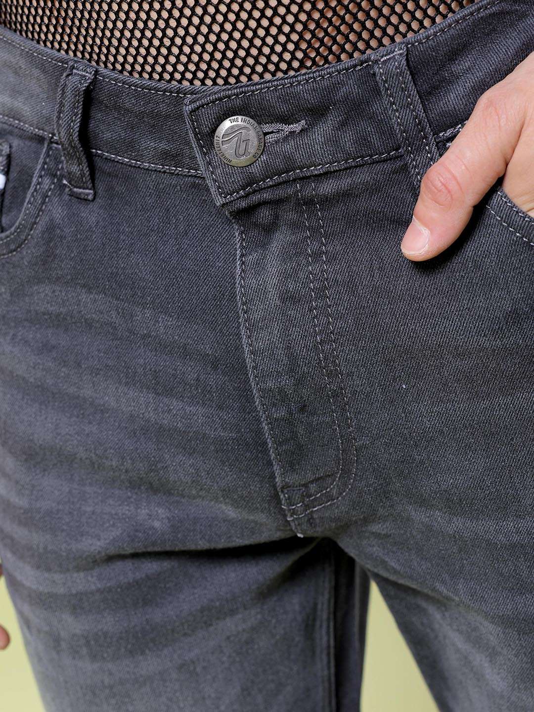 Men's Grey Bootcut Solid Mid-Rise Stretchable Jeans - Image 5
