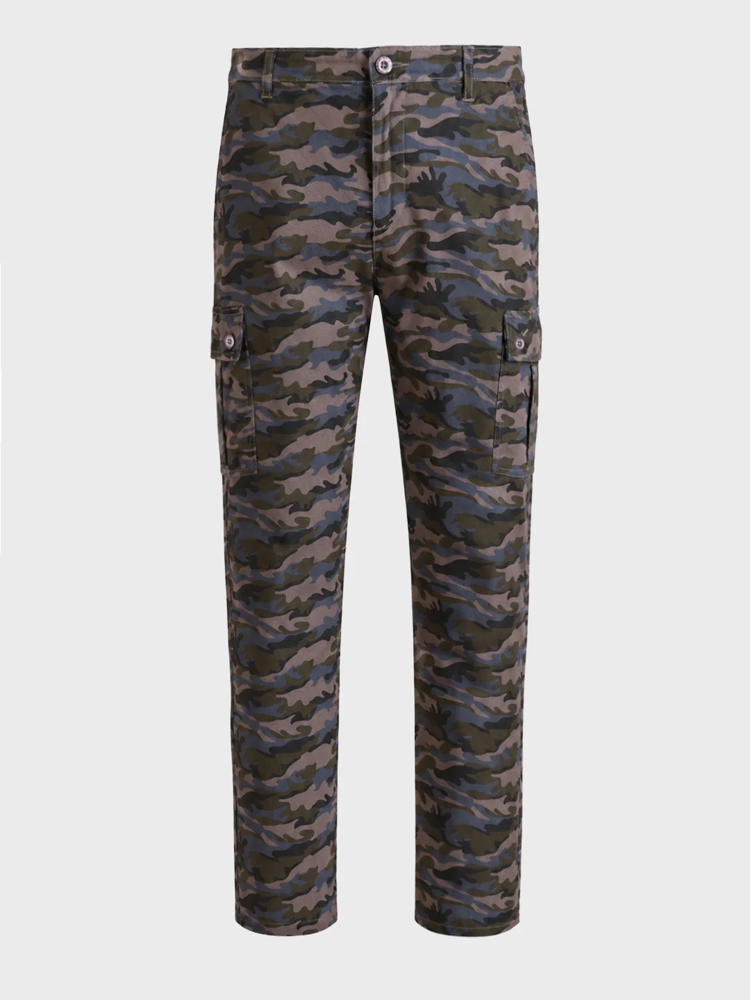 Men's Grey Slim Fit Camouflage Print Cargo - Image 7