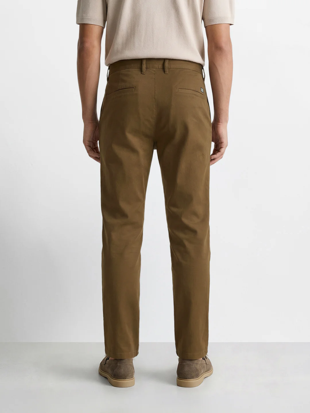 Men's Khaki Slim Fit Solid Chino - Image 5
