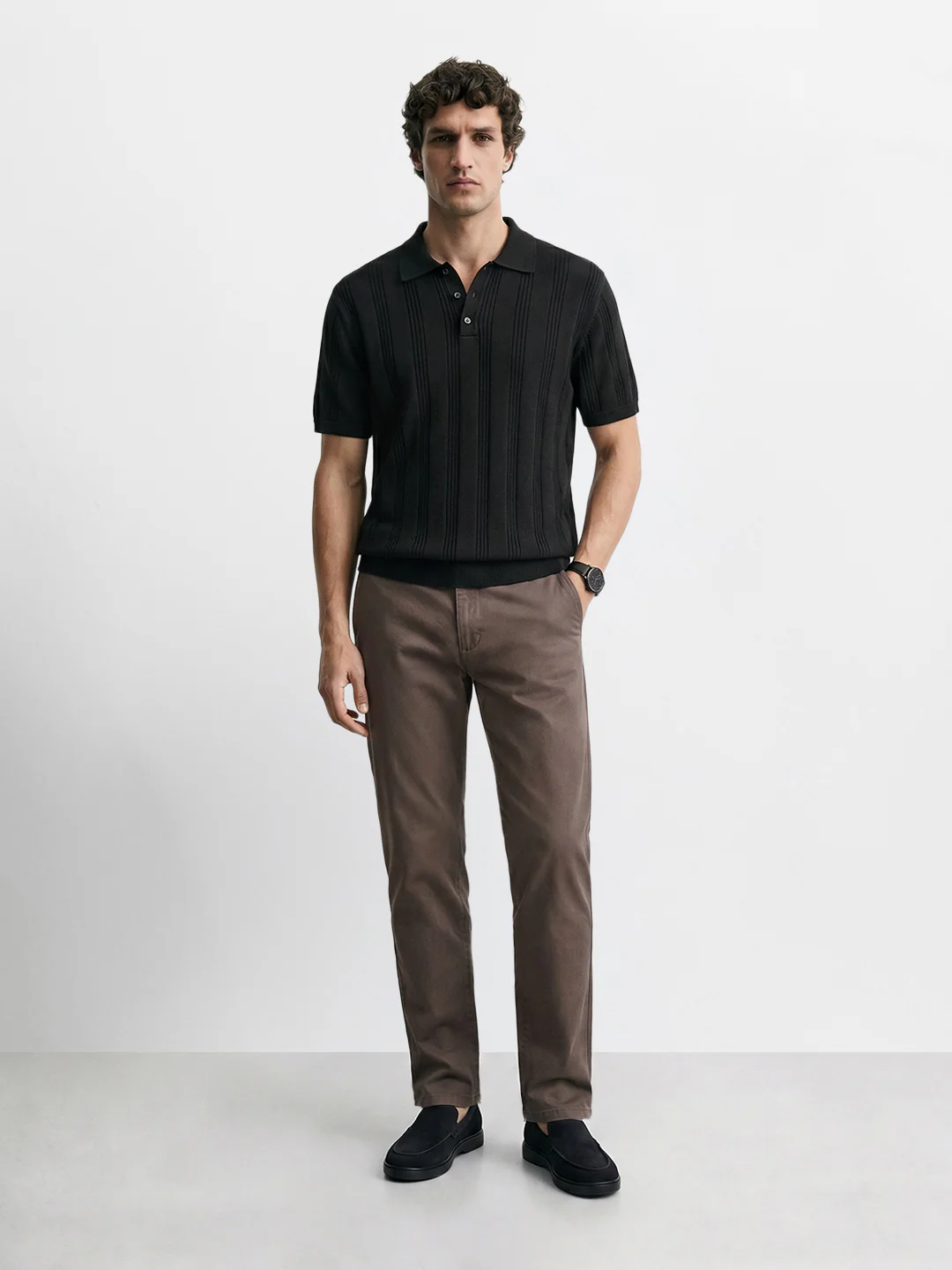 Men's Grey Slim Fit Solid Chino - Image 6