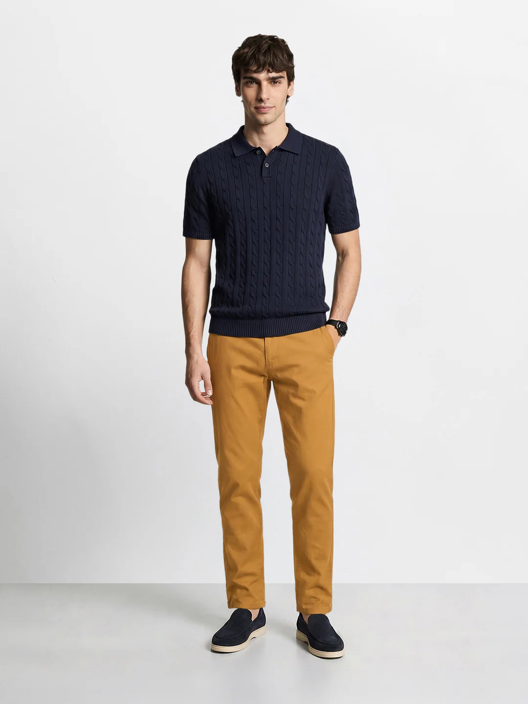 Men's Khaki Slim Fit Solid Chino - Image 6