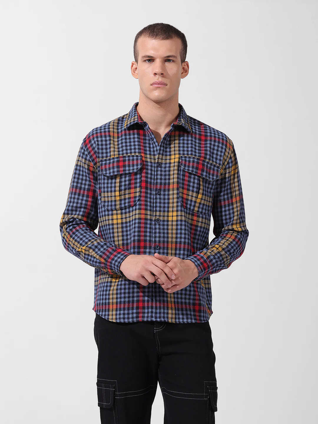 Men's Navy Blue Relaxed Fit Striped Casual Shirt - Image 8
