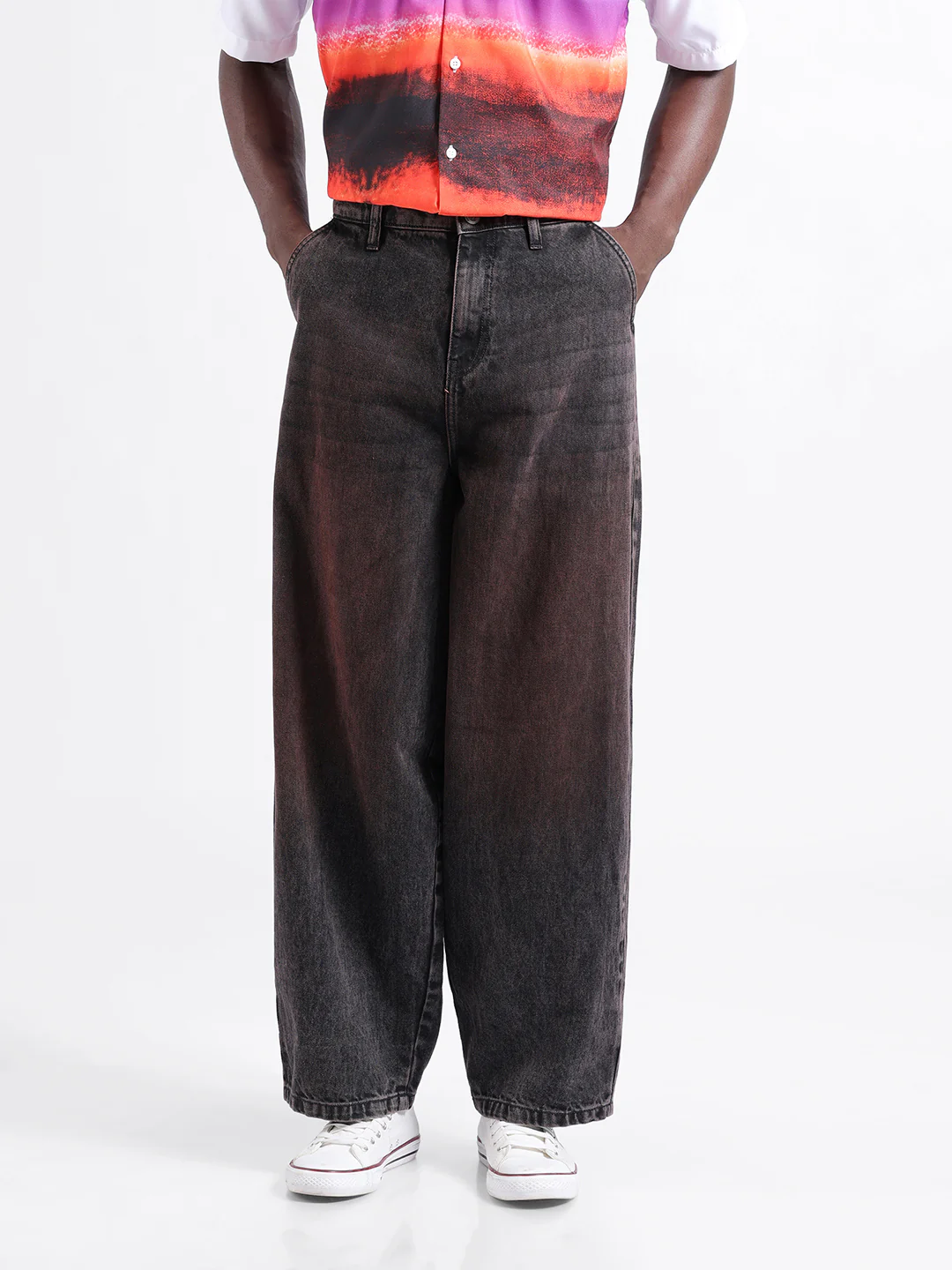 Men's Brown Skater Fit Solid Street Wear Jeans