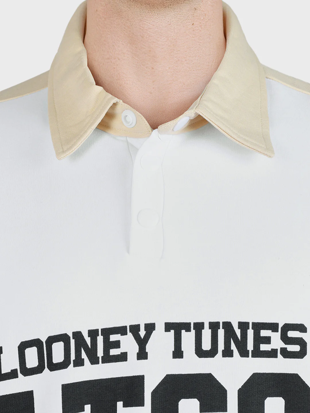 Men's Beige Boxy Fit Loony Tune character Polo T-Shirt - Image 3