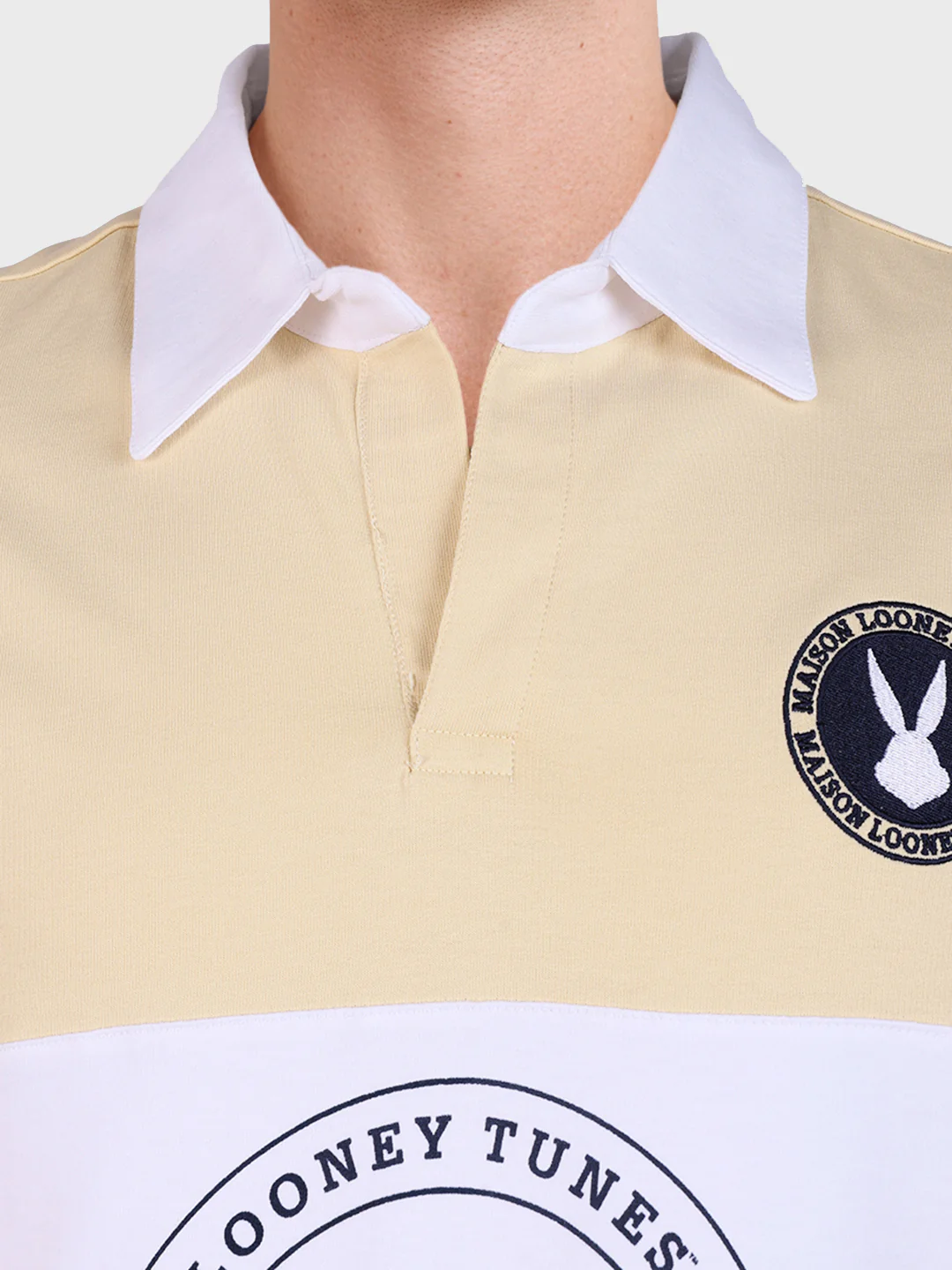 Men's Beige Boxy Fit Loony Tune character Polo T-Shirt - Image 3