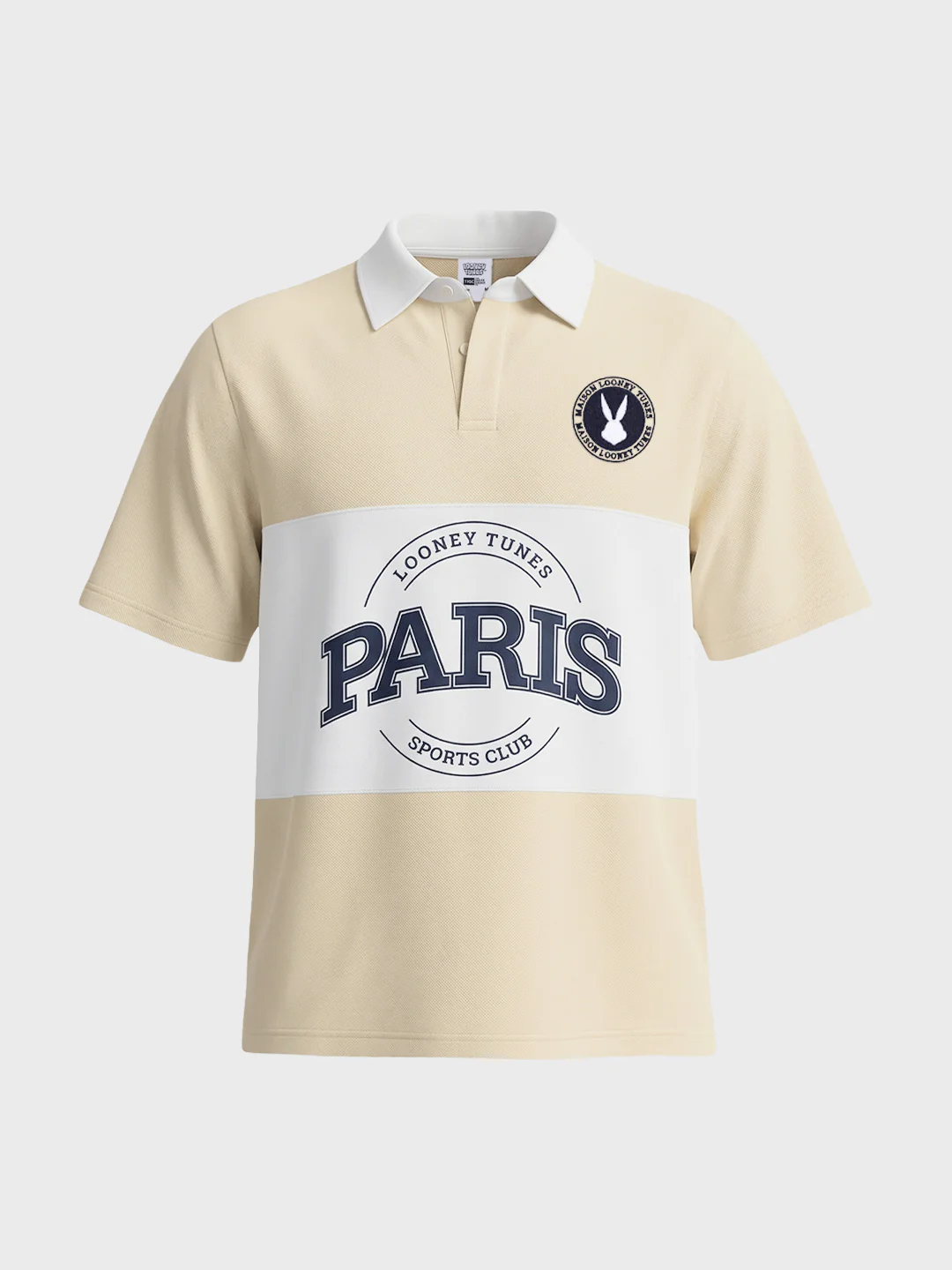 Men's Beige Boxy Fit Loony Tune character Polo T-Shirt - Image 5