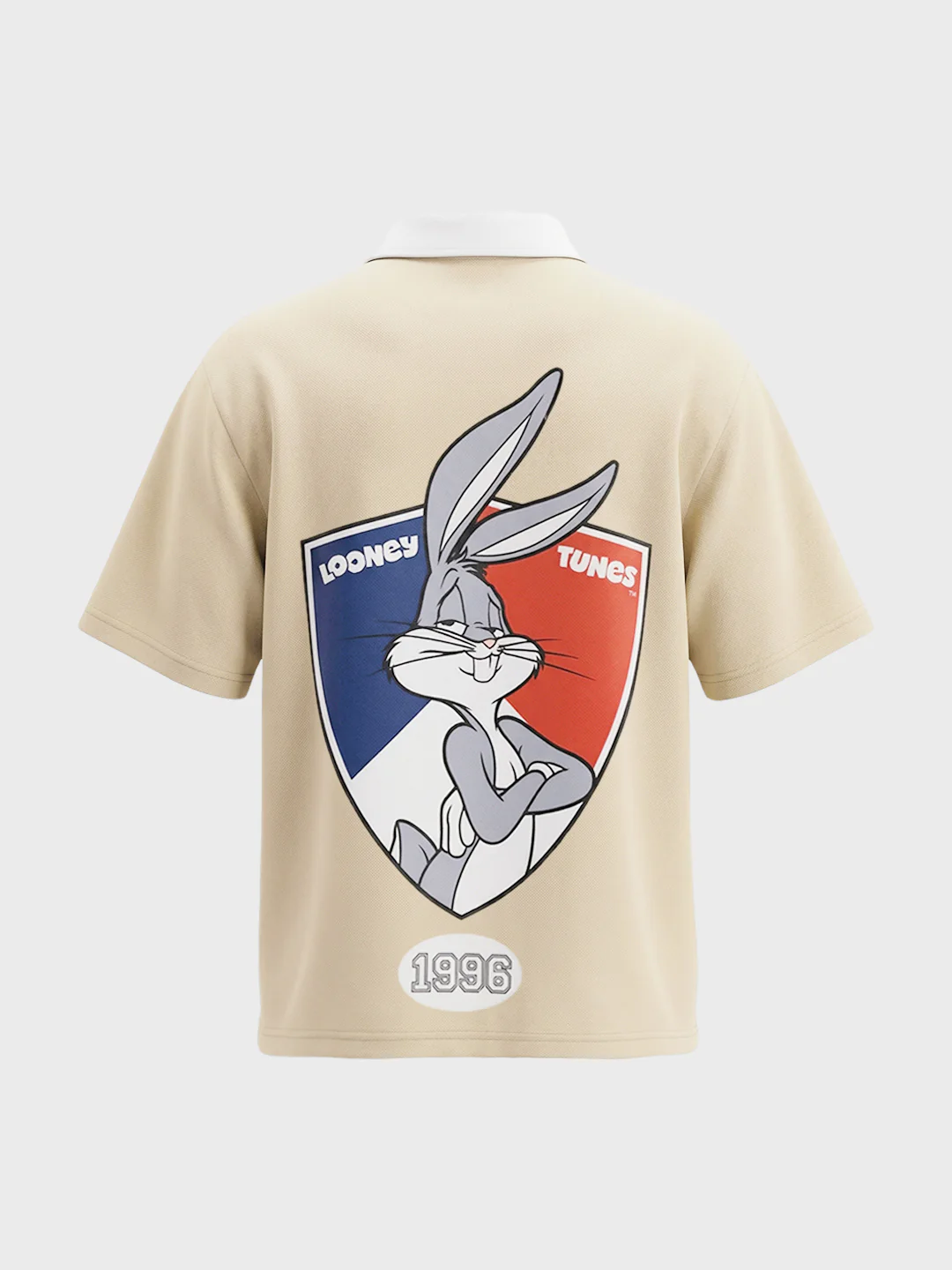 Men's Beige Boxy Fit Loony Tune character Polo T-Shirt - Image 6