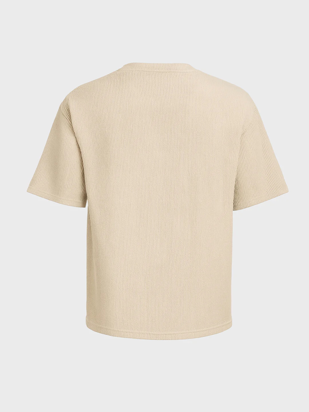 Men's Beige Boxy Fit Textured Casual T-Shirt - Image 5