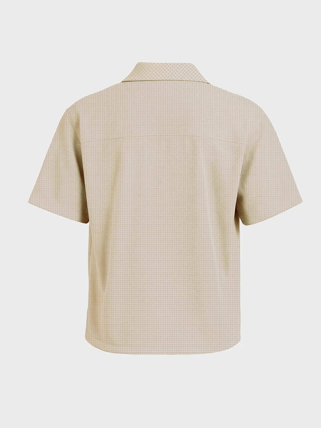 Men's Beige Boxy Fit Textured Utility Shirt - Image 5