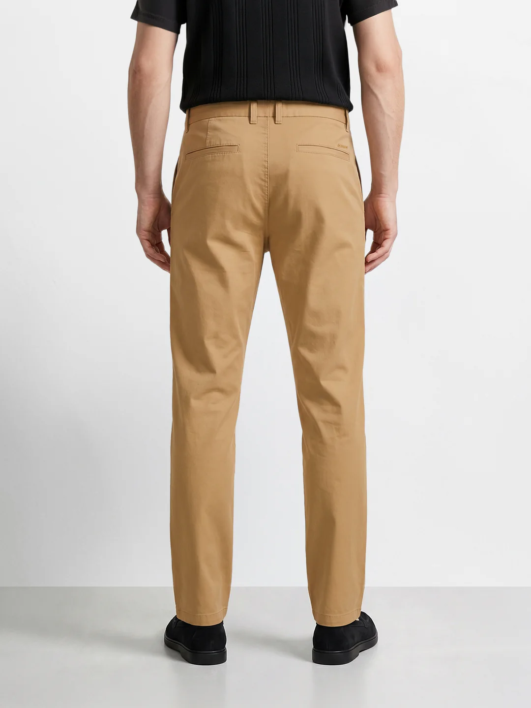 Men's Beige Regular Fit Solid Casual Chinos - Image 5