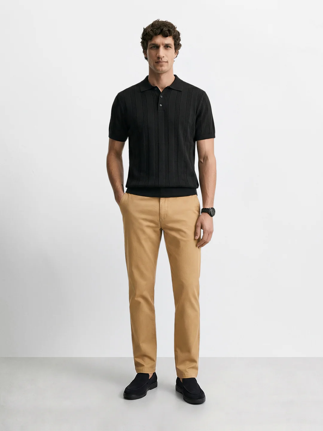 Men's Beige Regular Fit Solid Casual Chinos - Image 6