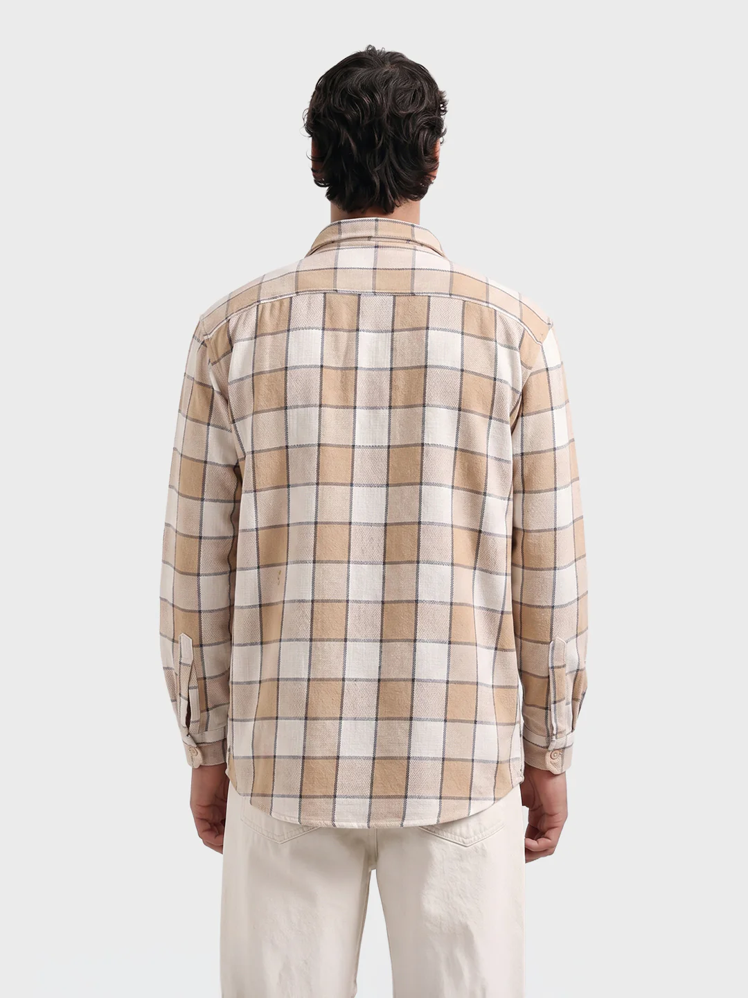 Men's Beige Oversized Fit Casual Shirt - Image 5