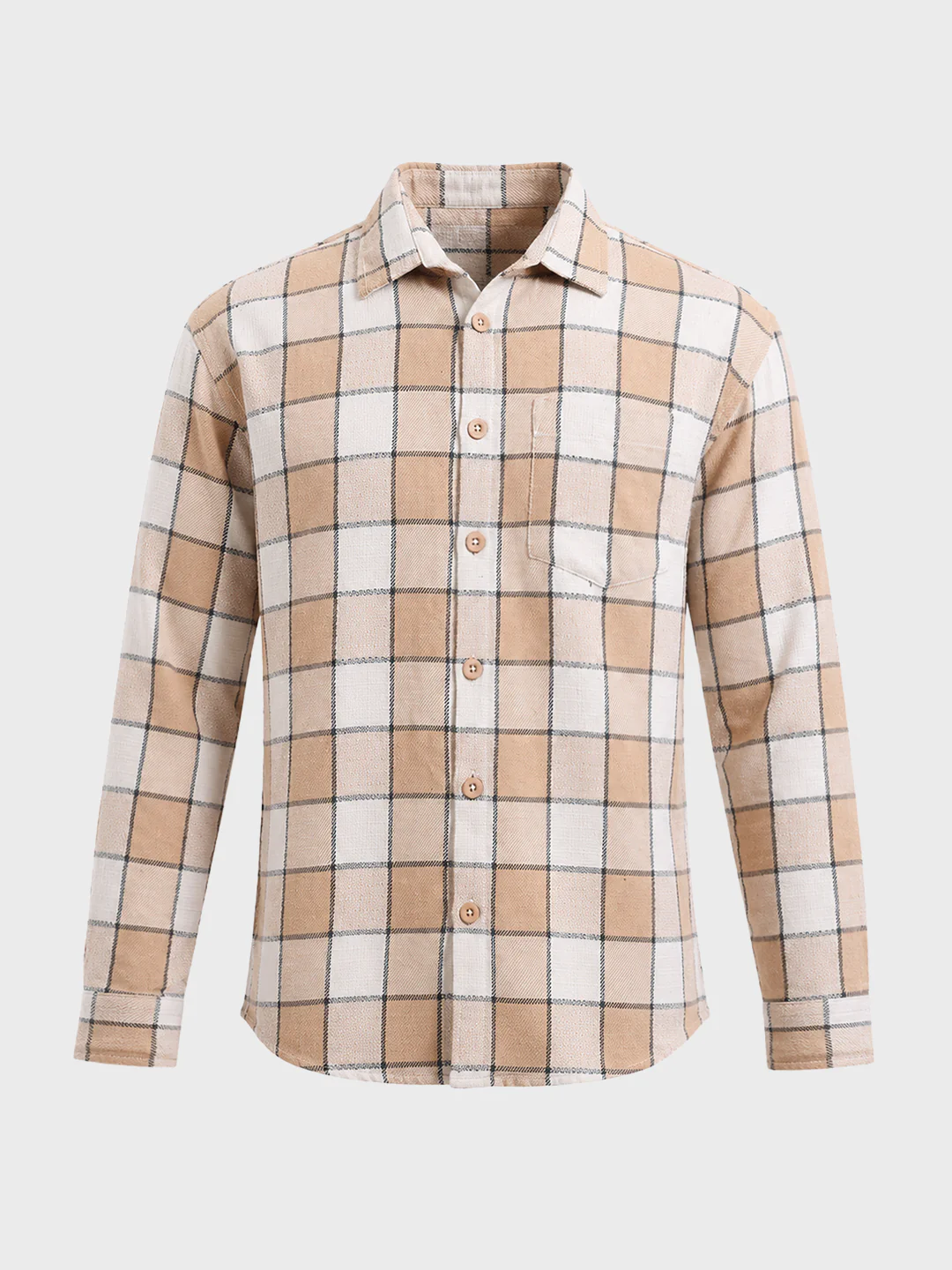 Men's Beige Oversized Fit Casual Shirt - Image 6