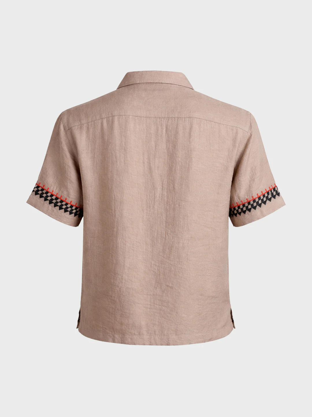 Men's Beige Relaxed Fit Embroidered Casual Shirt - Image 7
