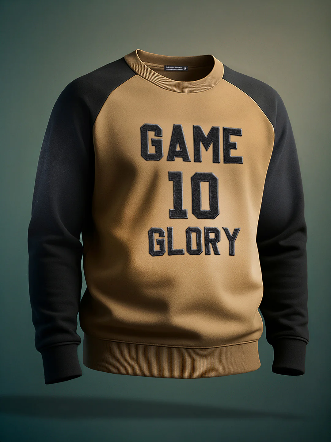 Men's Beige Relaxed Fit Embroided Casual Sweatshirt