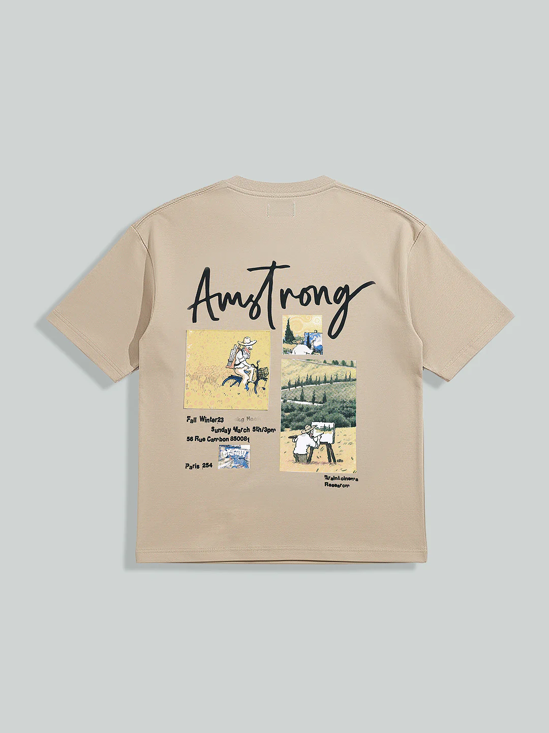 Men's Beige Relaxed Fit Embroided 240 GSM Casual T-Shirt - Image 10