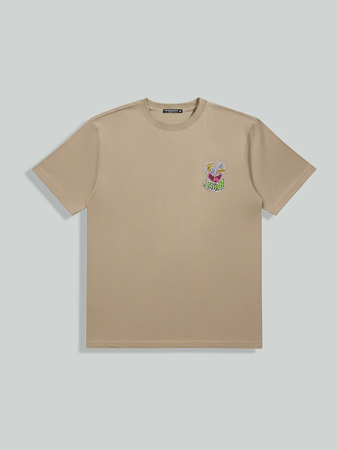 Men's Beige Relaxed Fit Embroided 240 GSM Graphic T-Shirt - Image 7