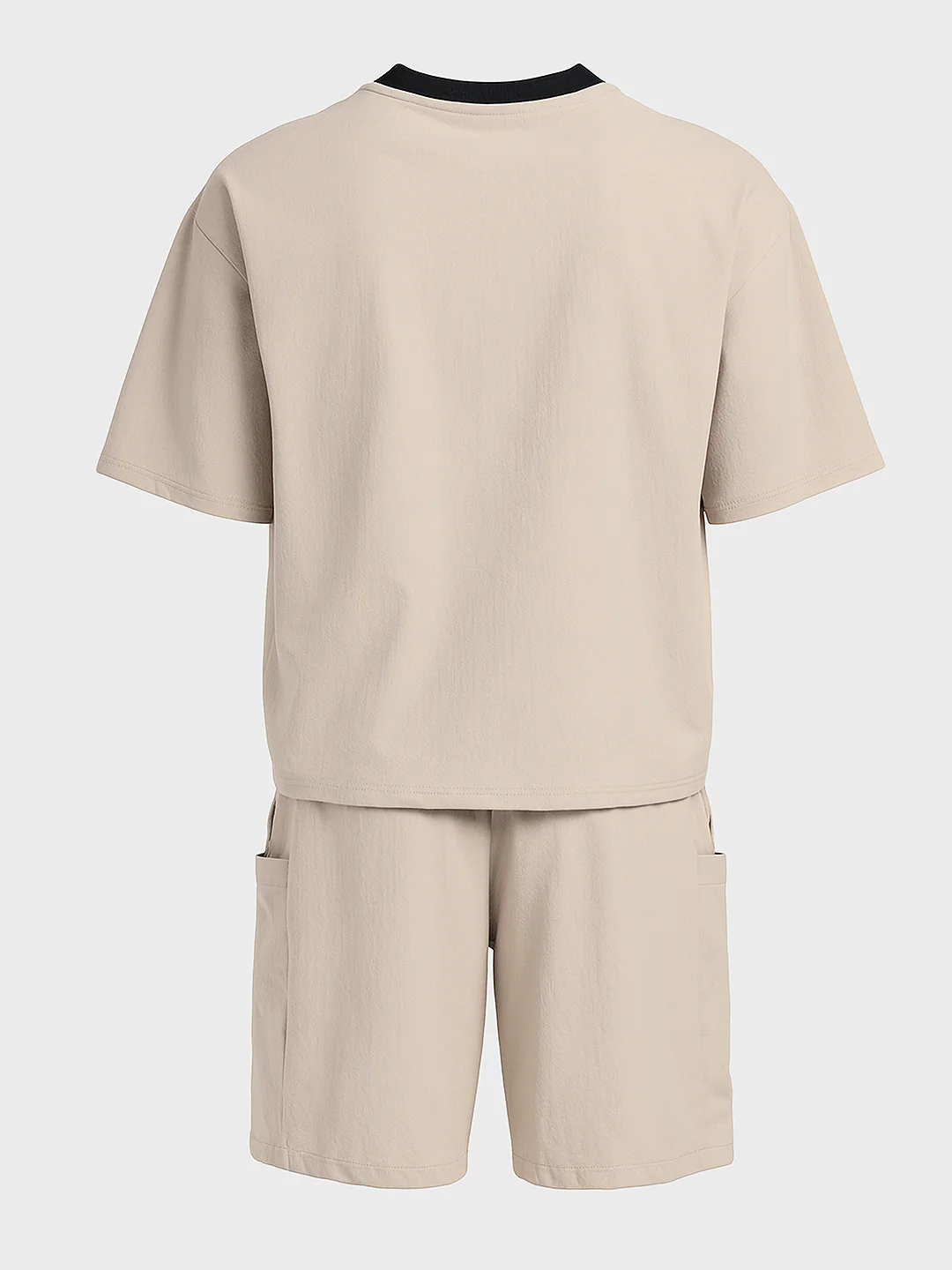 Men's Beige Relaxed Fit Solid Casual Coordinates - Image 5