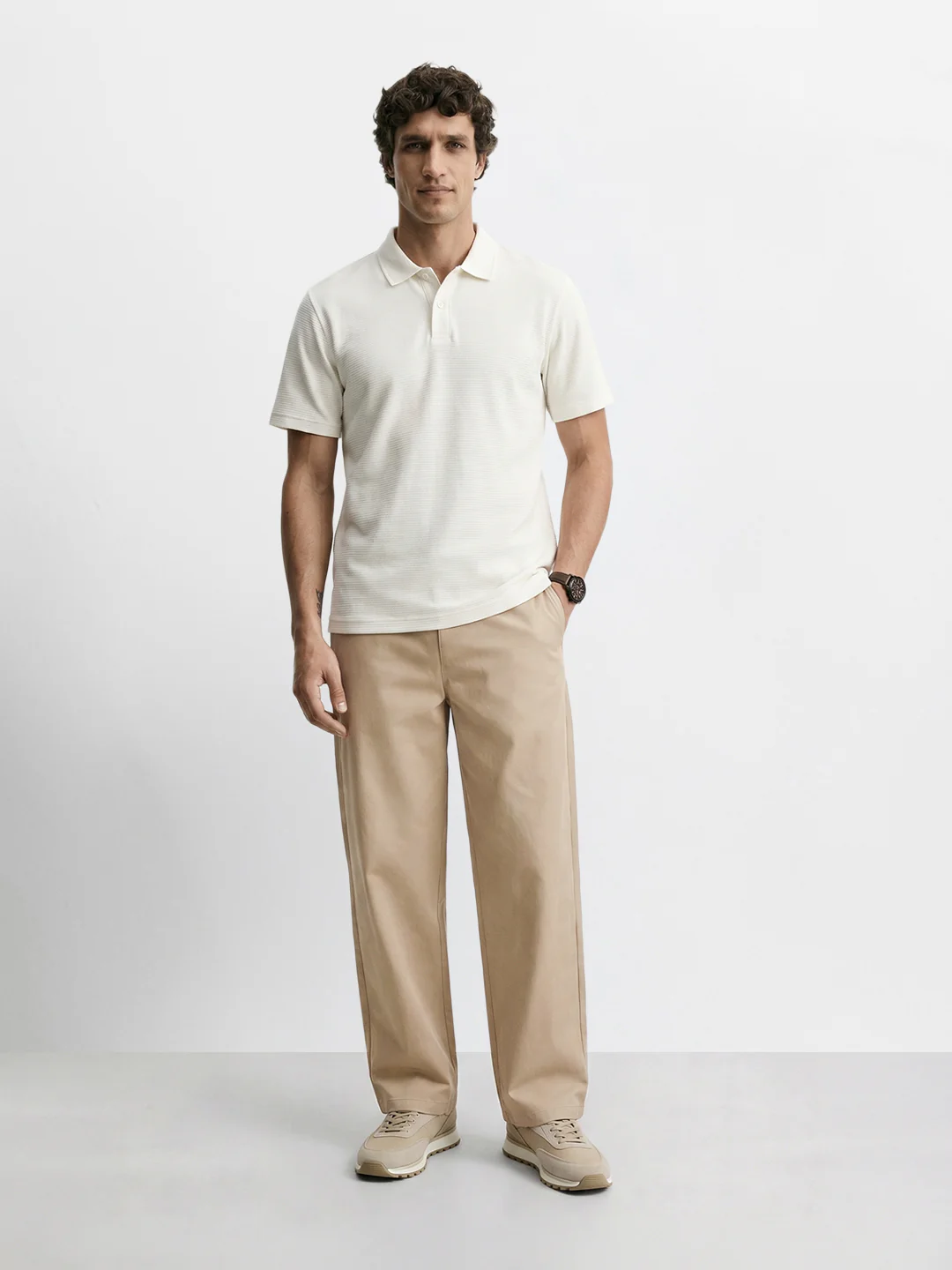 Men's Beige Relaxed Fit Solid Casual Jogger - Image 6