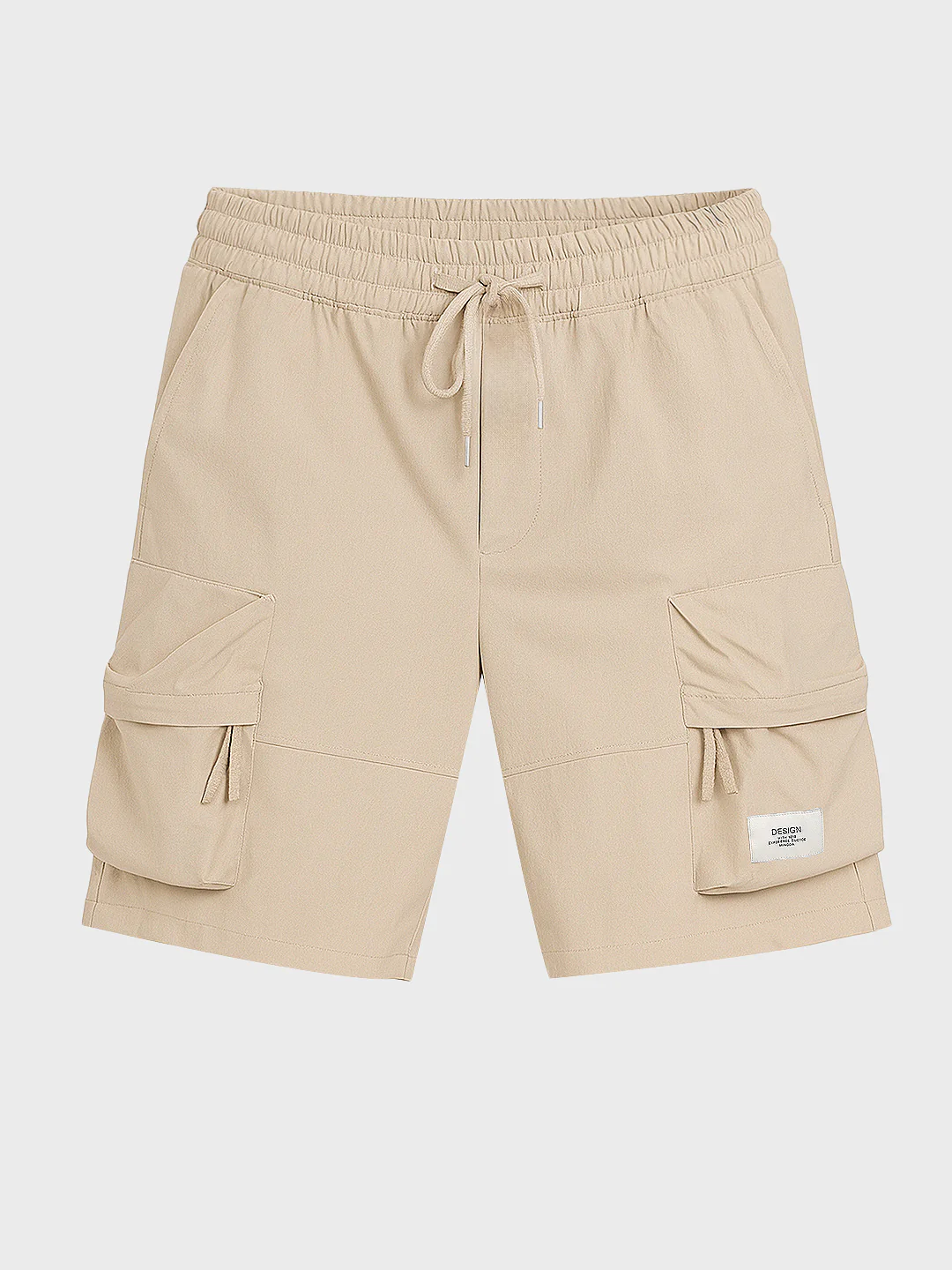 Men's Beige Relaxed Fit Solid Utility Shorts - Image 4