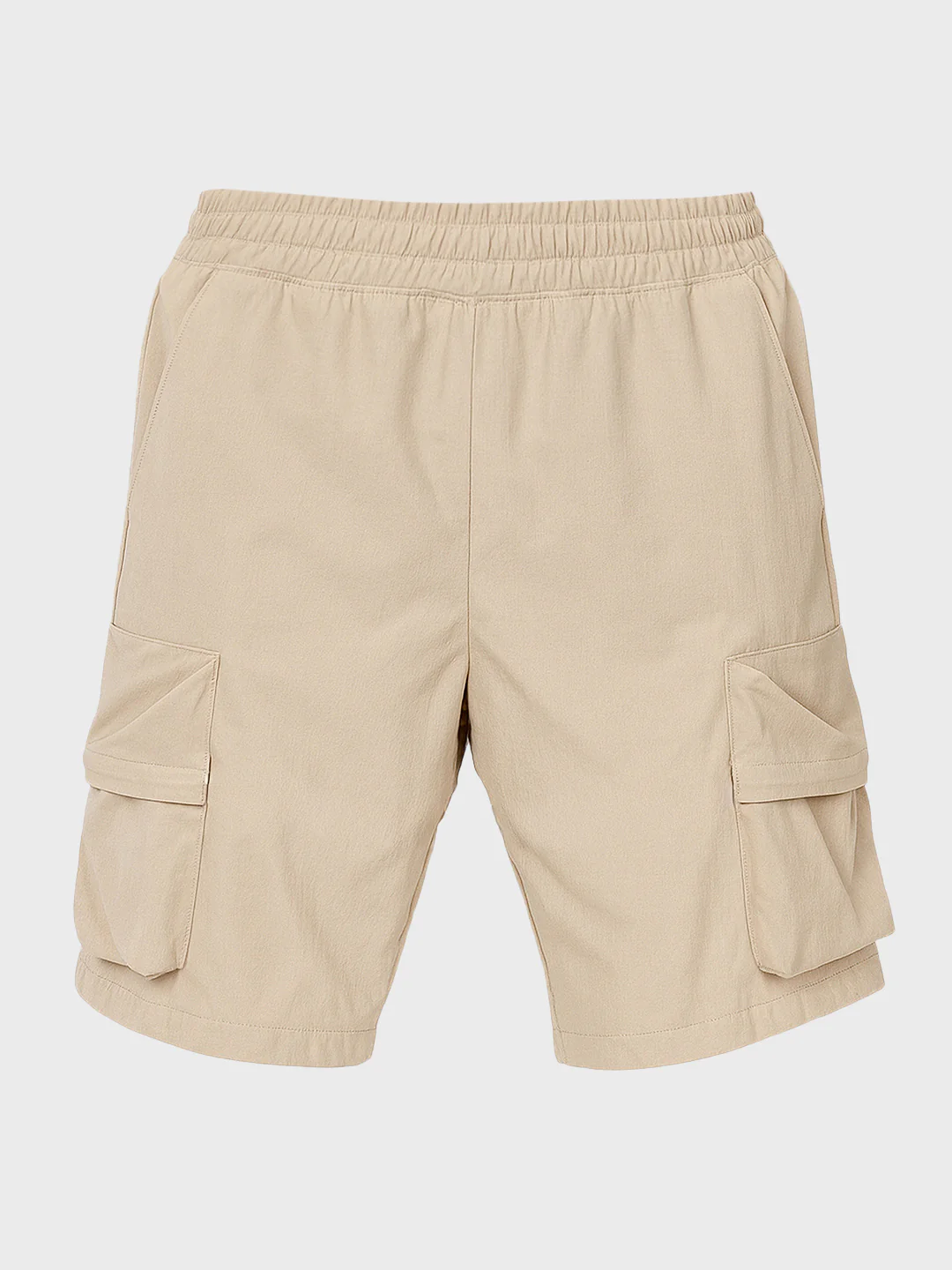 Men's Beige Relaxed Fit Solid Utility Shorts - Image 5