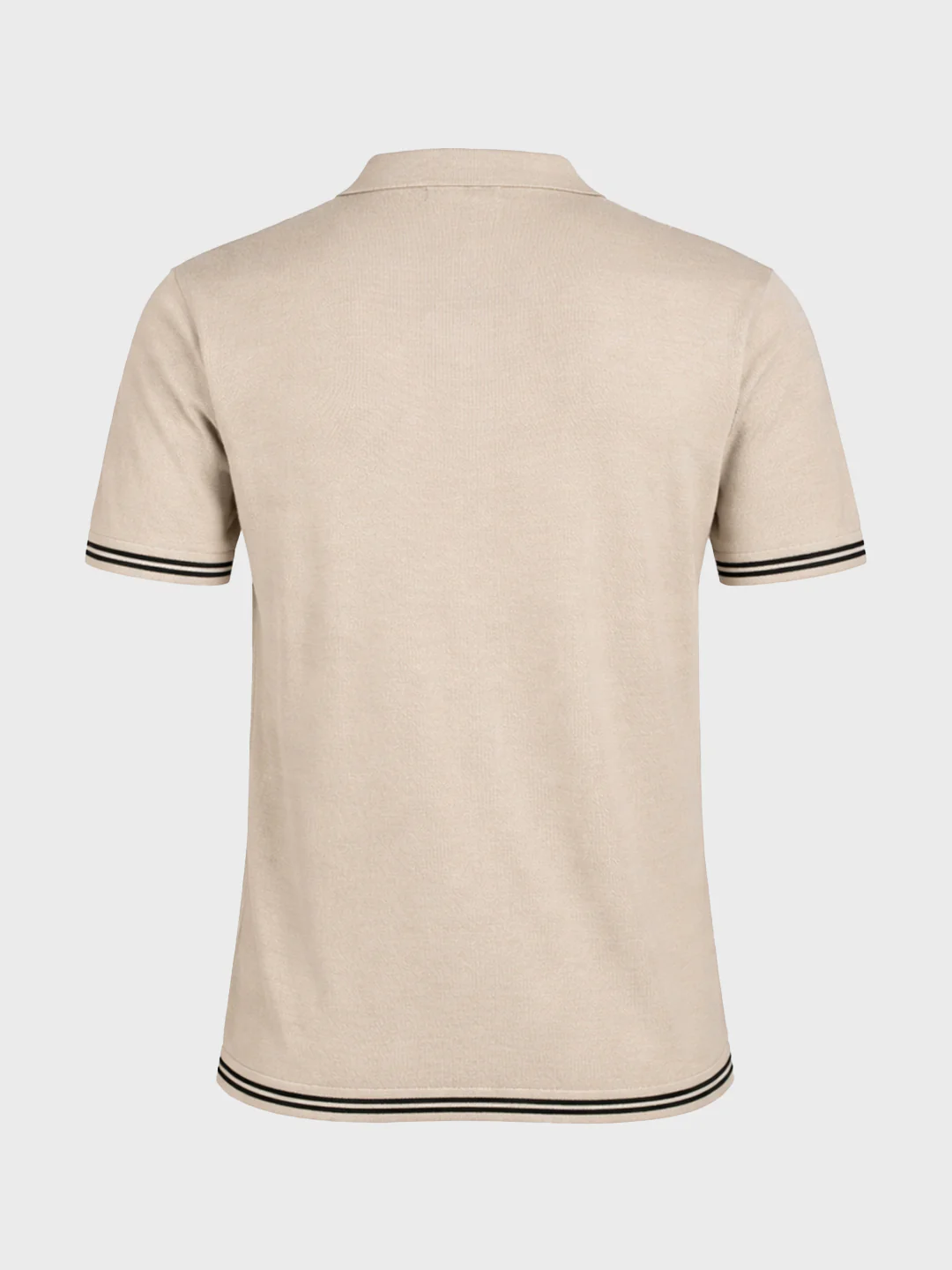 Men's Beige Slim Fit Solid Flat Knit Polo T-Shirt - Image 6