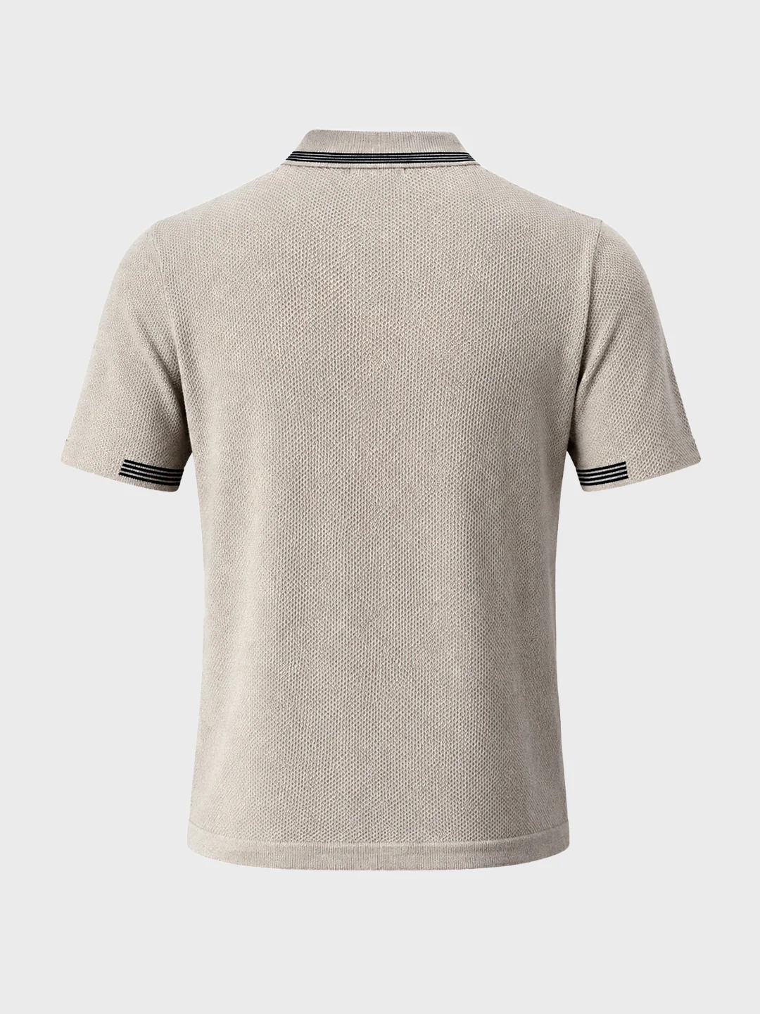 Men's Beige Slim Fit Solid Casual Polo T-Shirt - Image 7