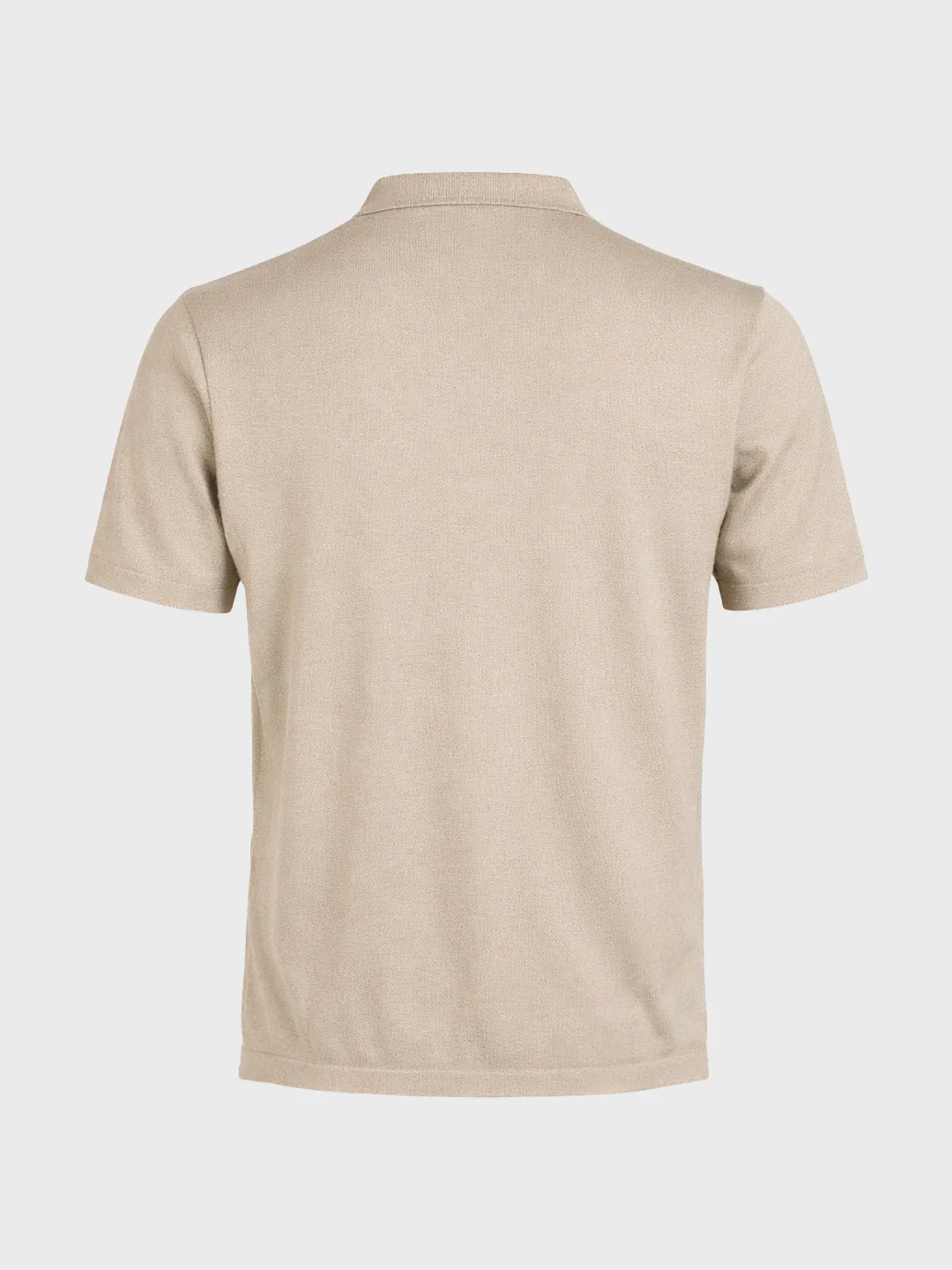 Men's Beige Slim Fit Striped Flat Knit Polo T-Shirt - Image 6