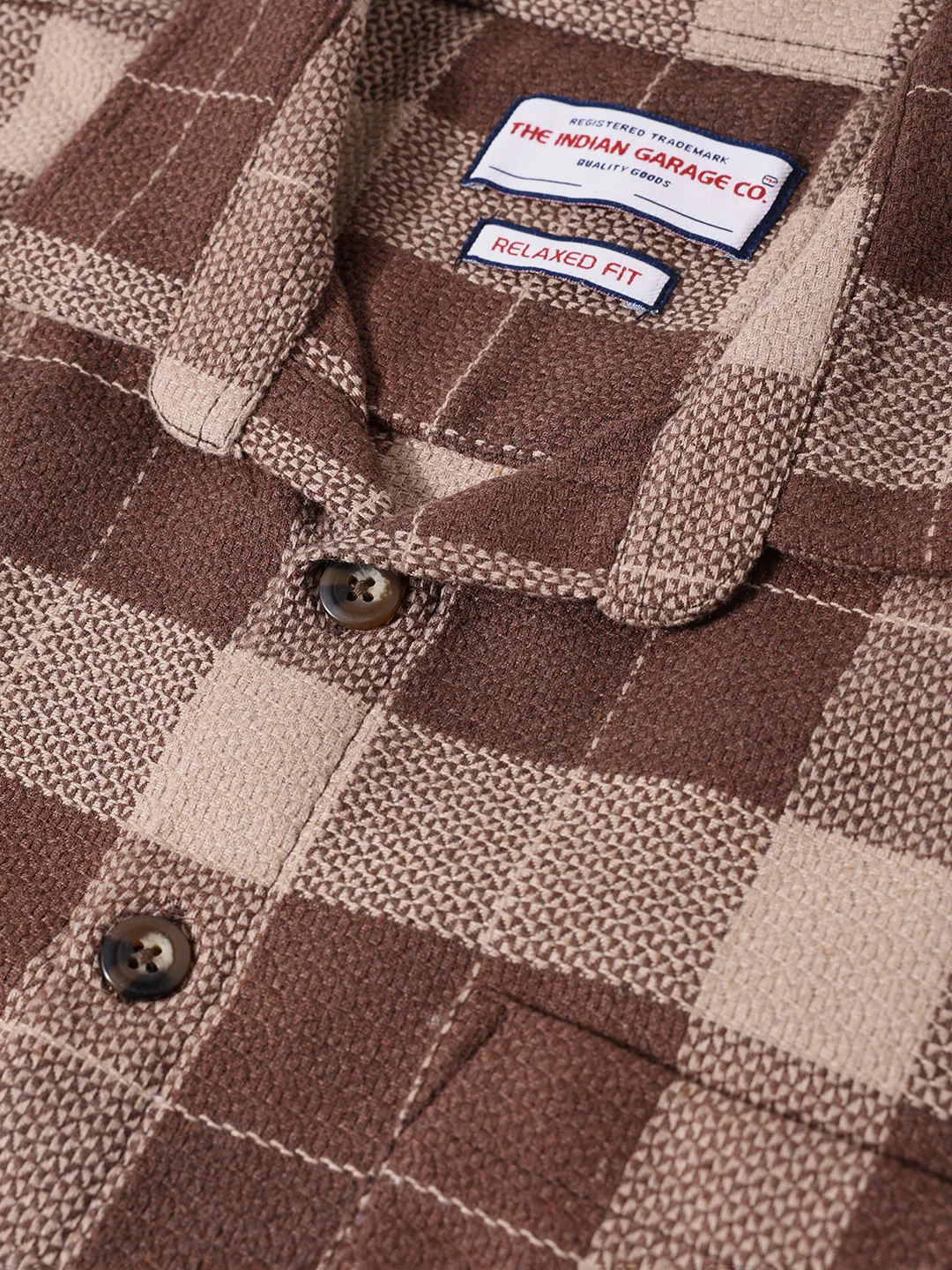 Men's Gold Relaxed Fit Casual Checkered Shirt - Image 3