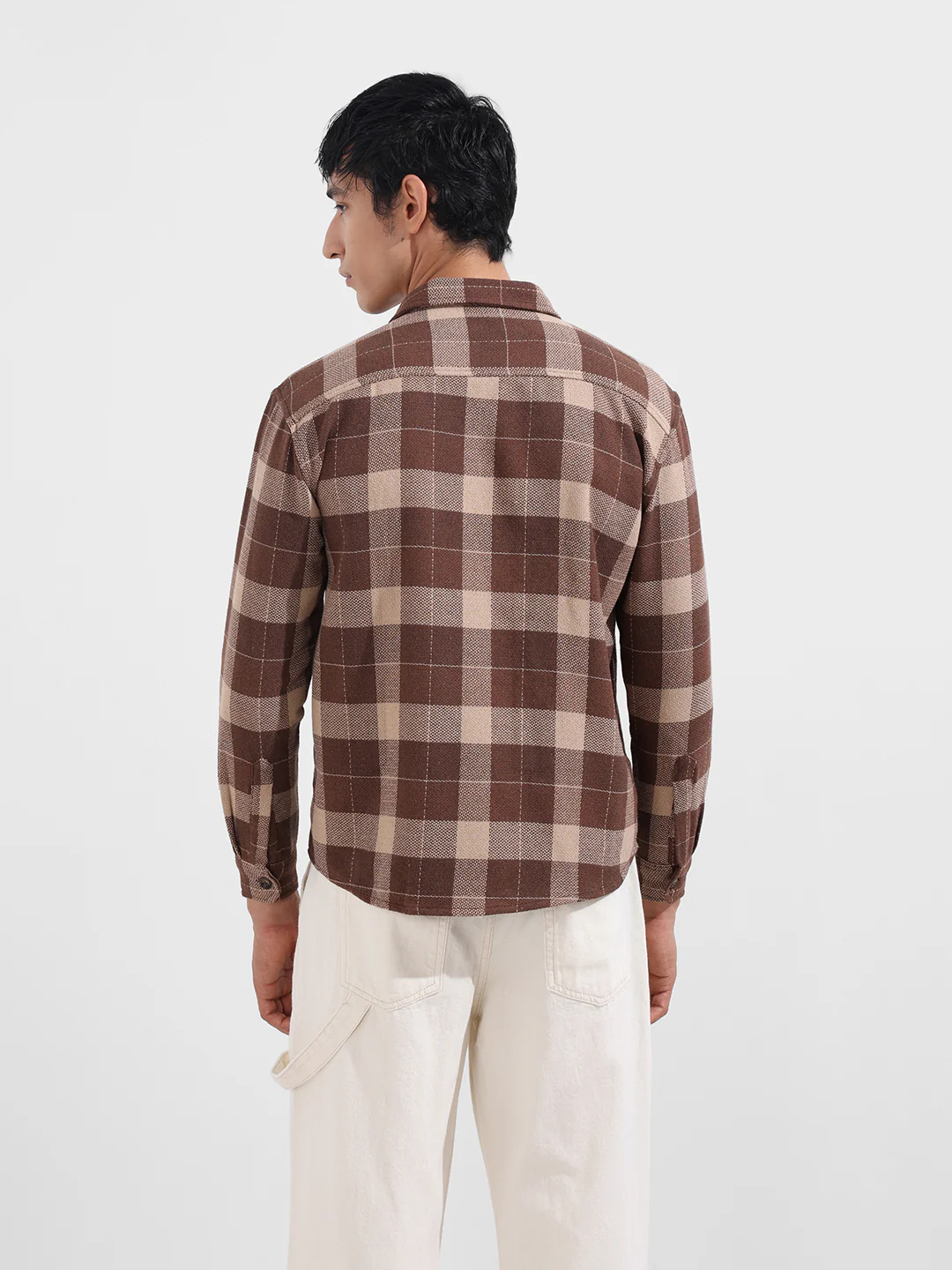 Men's Gold Relaxed Fit Casual Checkered Shirt - Image 7