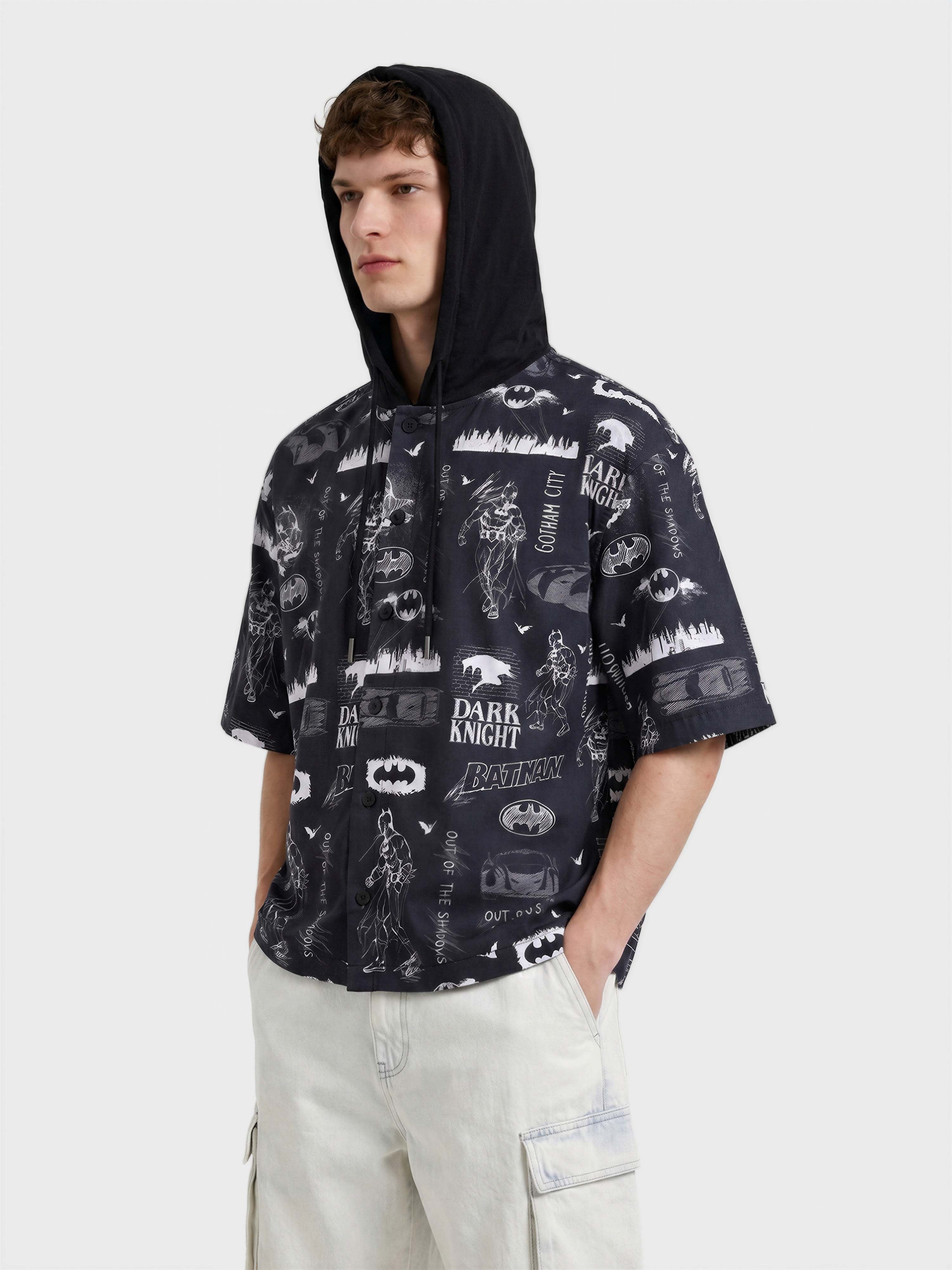 Men's Black Boxy Fit  Batman Character Shirt - Image 4