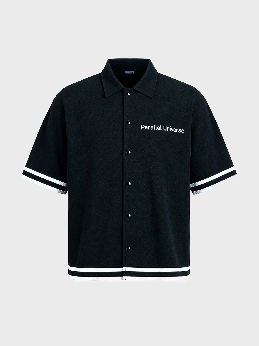 Men's Black Boxy Fit Embroided Casual Shirt - Image 6