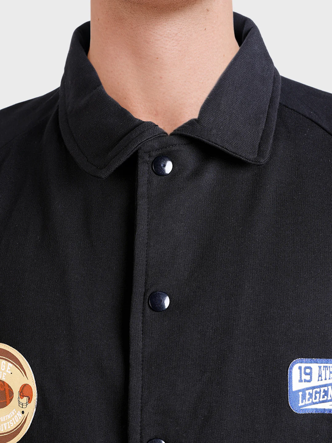 Men's Black Boxy Fit Embroided Casual Shirt - Image 3
