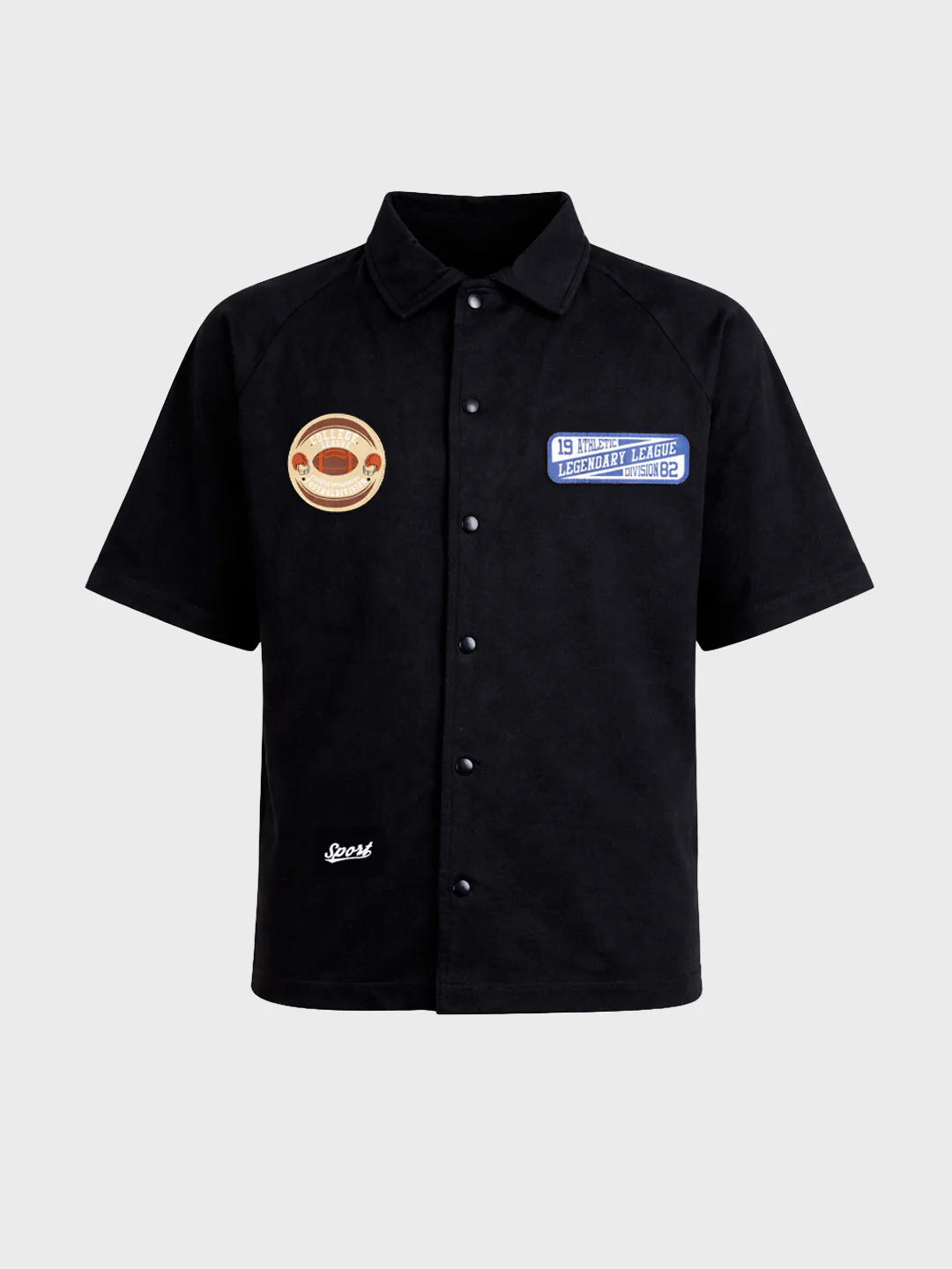 Men's Black Boxy Fit Embroided Casual Shirt - Image 6