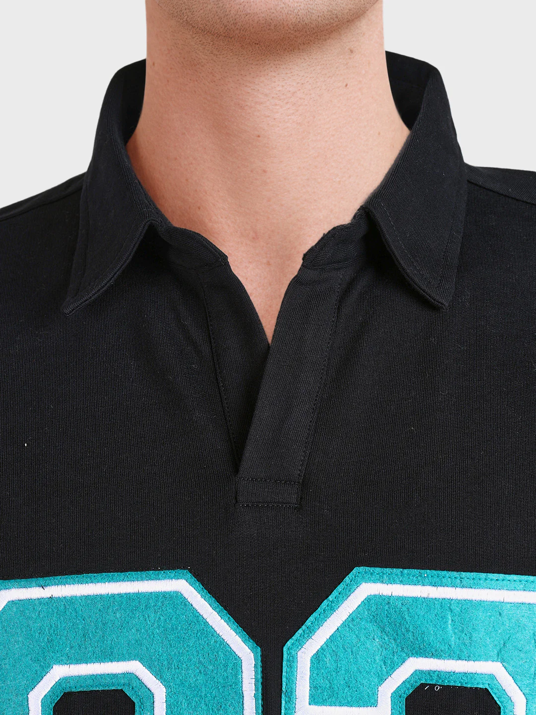 Men's Black Boxy Fit Printed Casual Polo T-Shirt - Image 3
