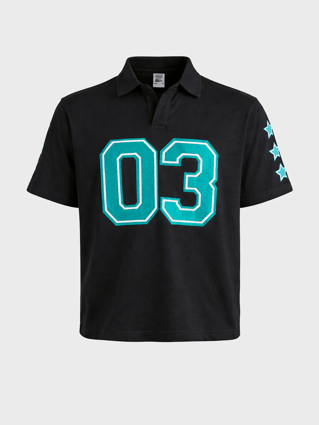Men's Black Boxy Fit Printed Casual Polo T-Shirt - Image 6