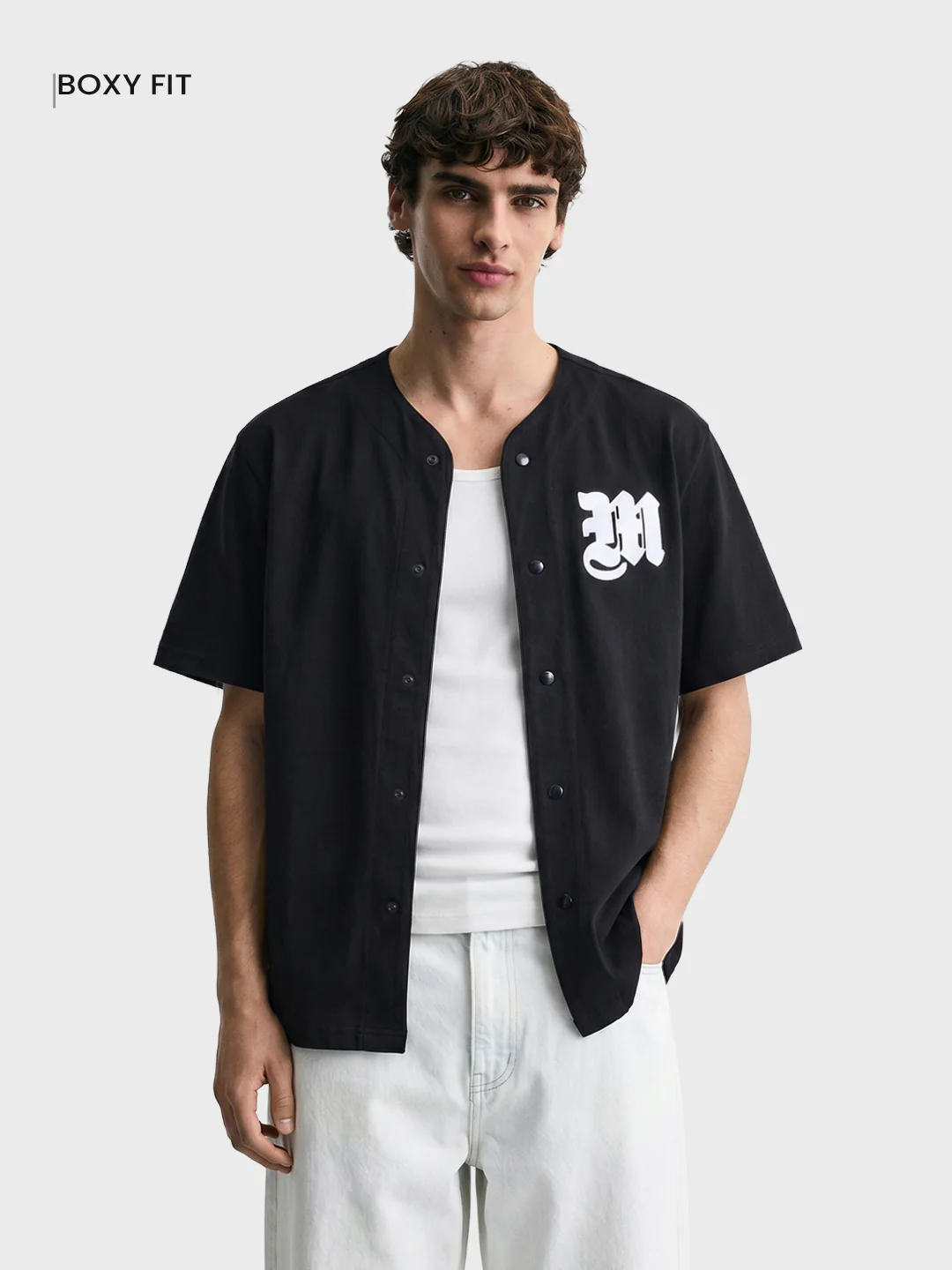 Men's Black Boxy Fit Printed Street Wear Shirt - Image 2