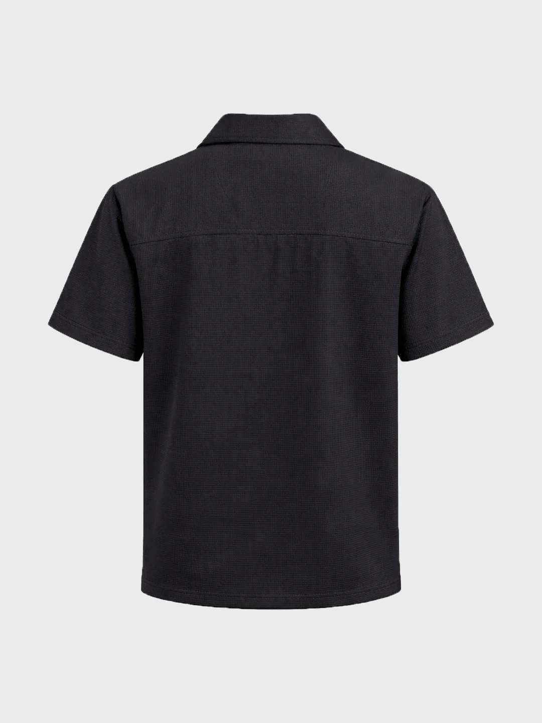 Men's Black Boxy Fit Textured Utility Shirt - Image 6