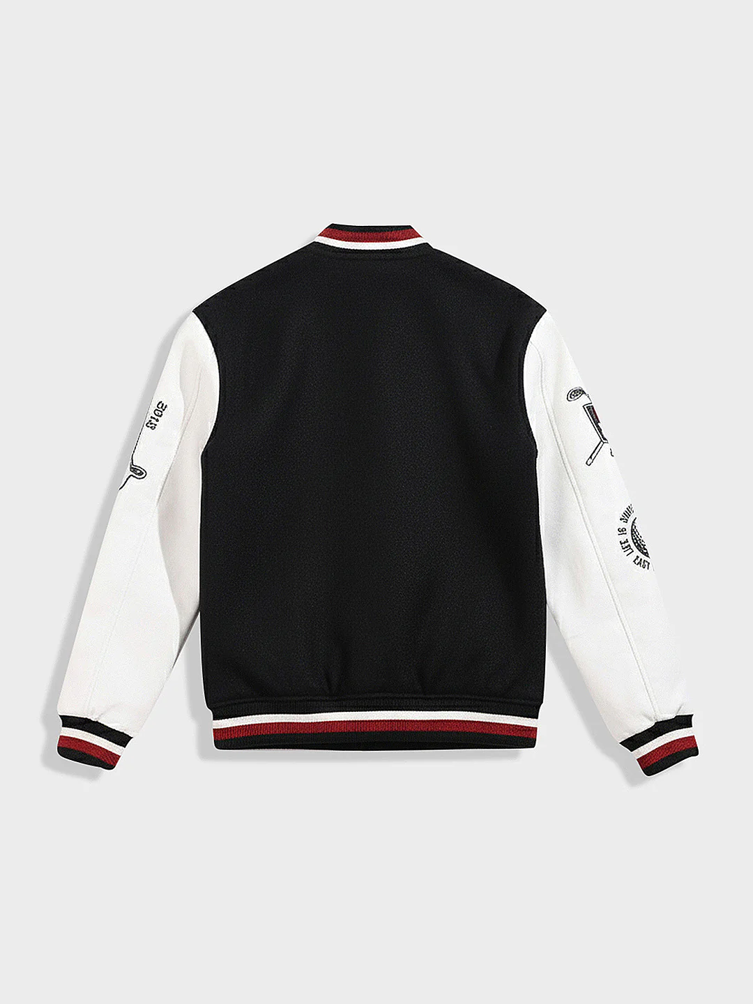 Men's Black Regular Fit Embroided Casual Bomber Jacket - Image 5